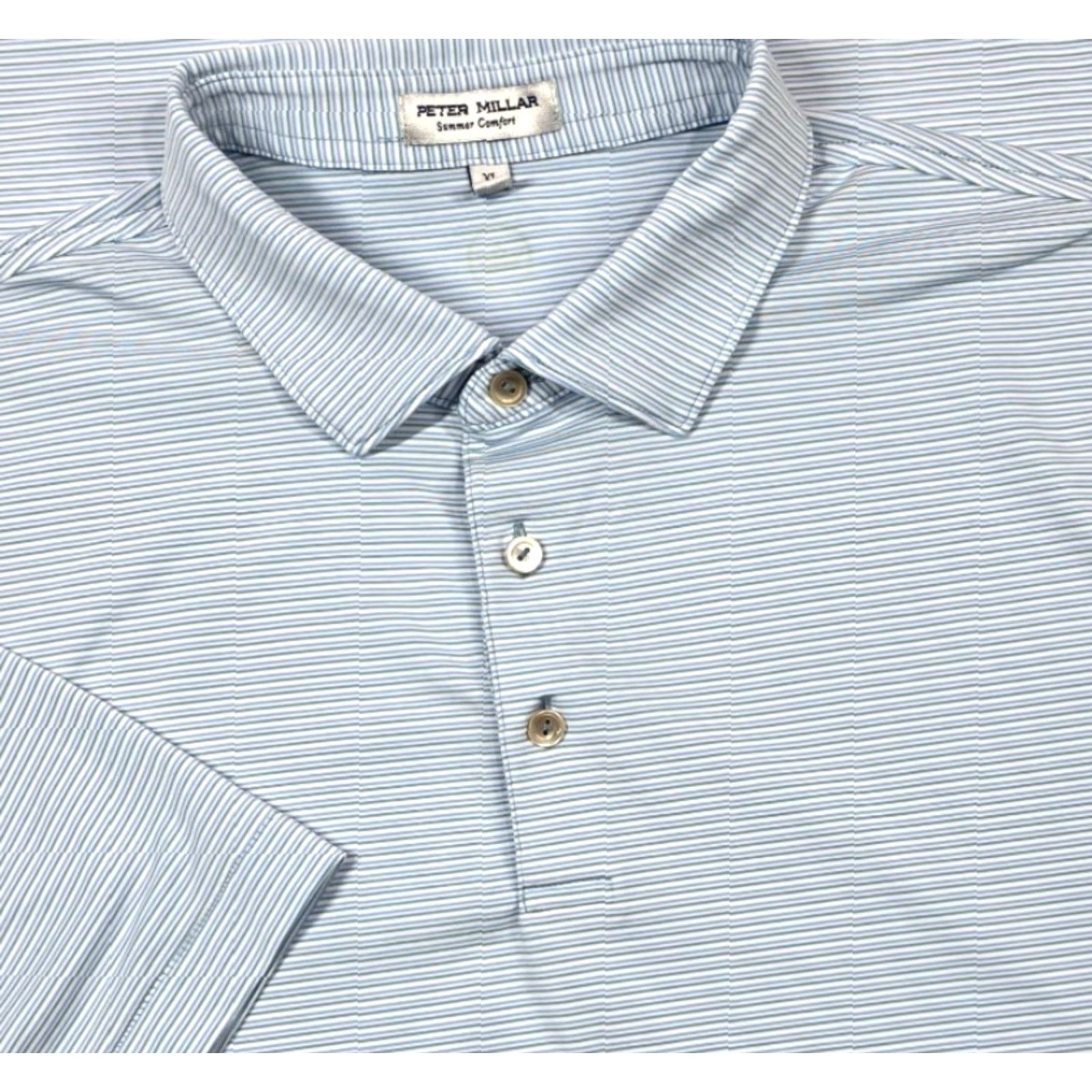 Peter Millar Peter Millar Polo Performance Shirt XL Blue Stripe Summer Comfort Eagle Point Polo Shirt Men Size US XL / EU 56 / 4 - 2 Thumbnail