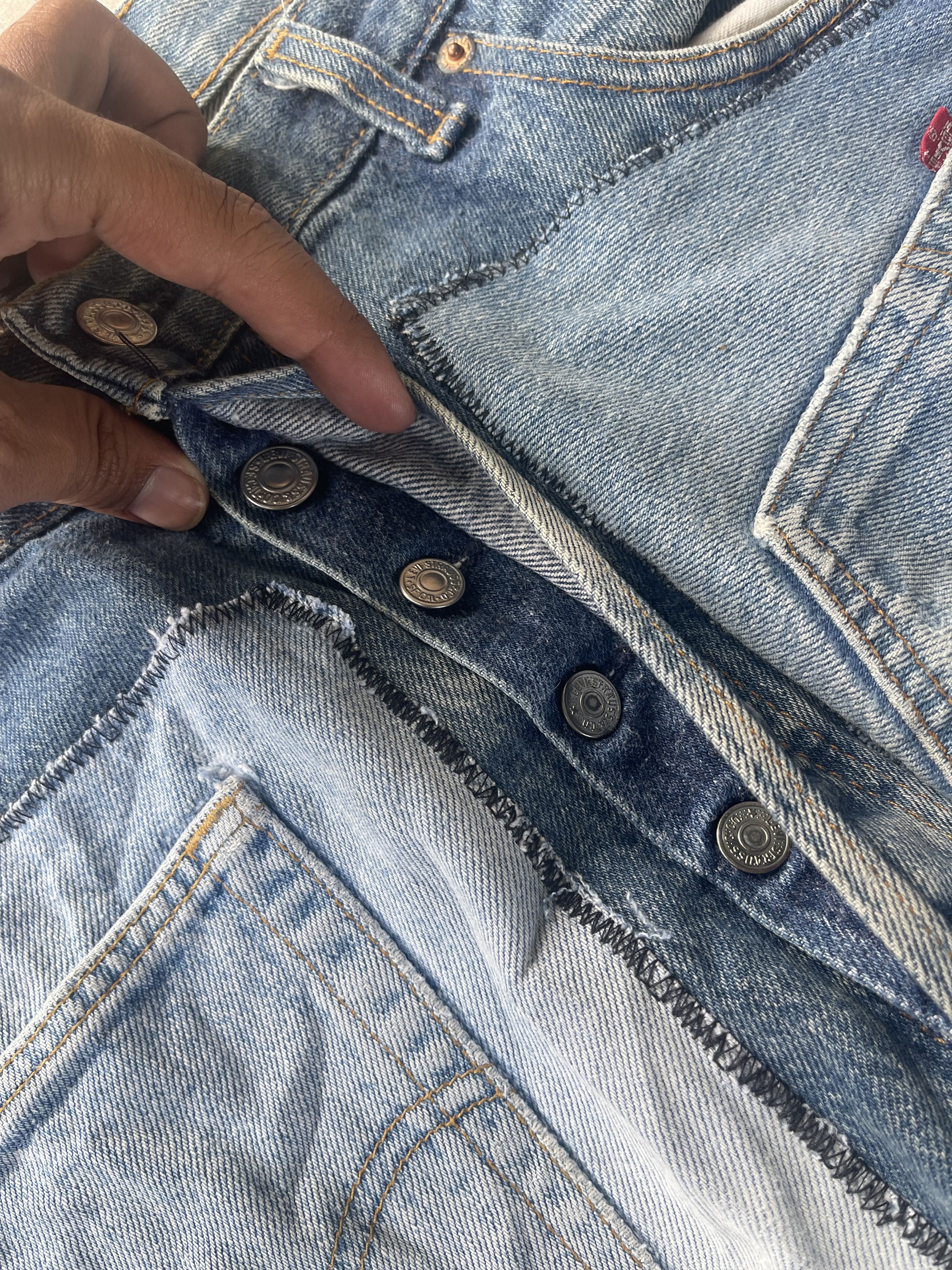 Levi's Vintage Clothing Vintage Levis 501 Reconstruct Patchwork Distressed Sz 42 Size US 42 / EU 58 - 8 Thumbnail