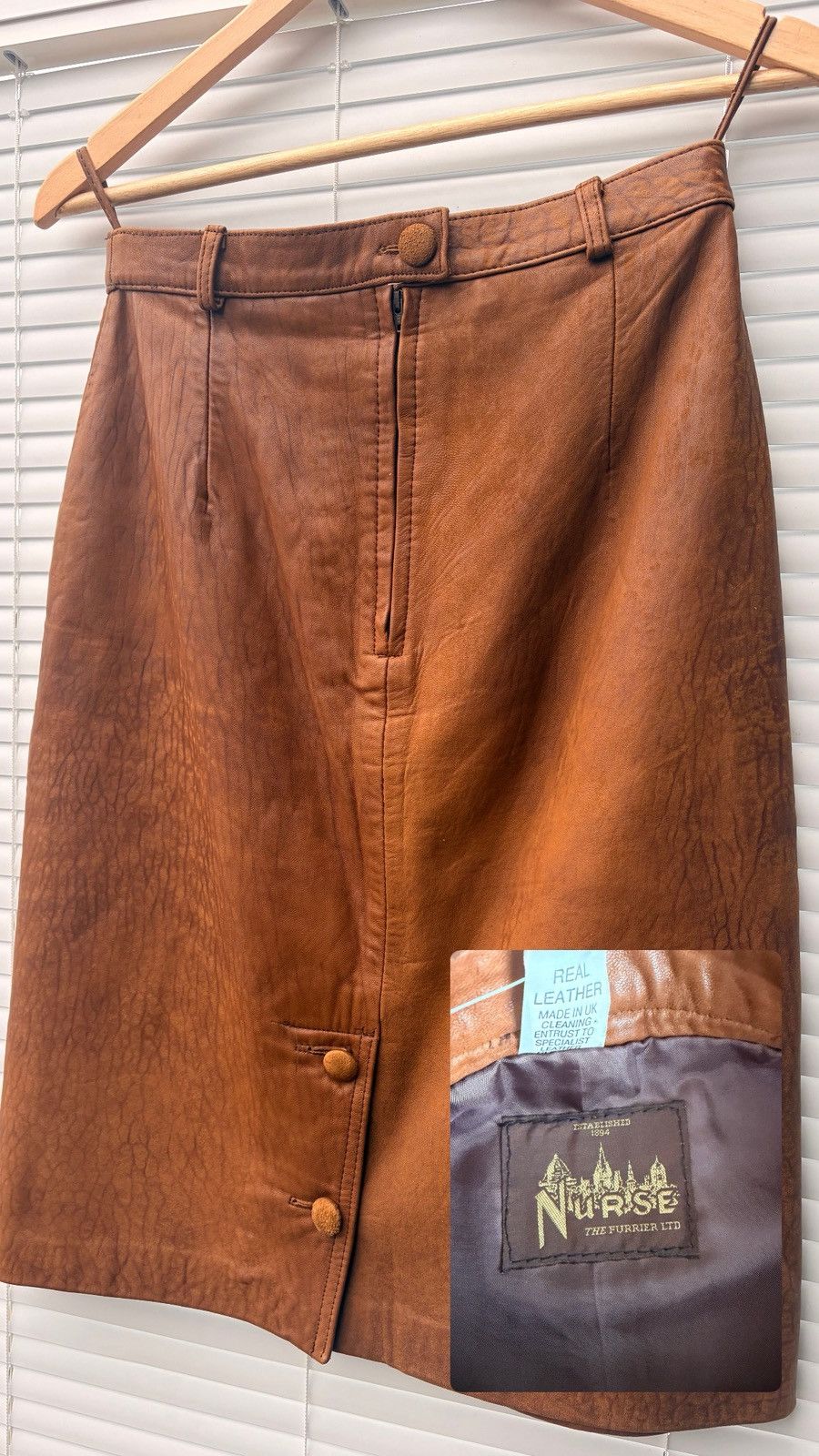 Other Nurse The Furrier Ltd Vintage Real Leather Skirt - UK size 8 Size 27" / US 4 / IT 40 - 2 Thumbnail