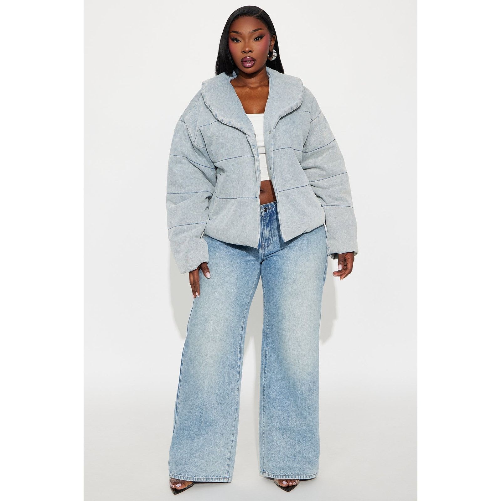 Other Ice Queen Denim Puffer Jacket - Light Wash - Size L Size L / US 10 / IT 46 - 6 Thumbnail