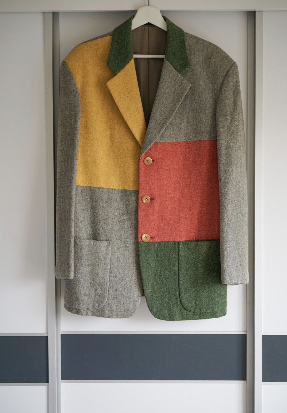 Yohji Yamamoto Color Block Gray Button Front Light Jacket Size US S / EU 44-46 / 1 - 1 Thumbnail
