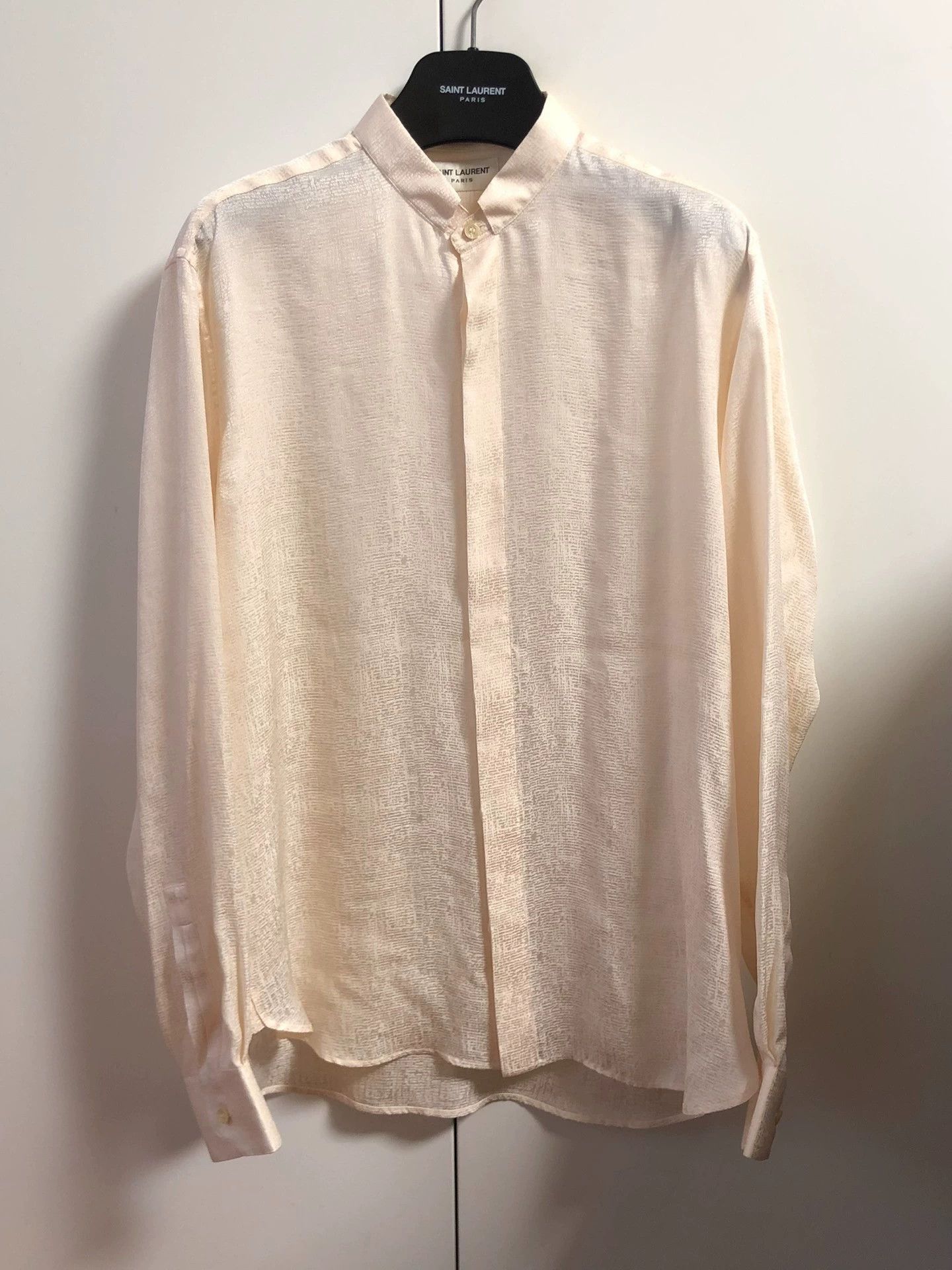 Saint Laurent Paris Saint Laurent Henley Collar Off-White Patterned Shirt Size ONE SIZE - 1 Thumbnail