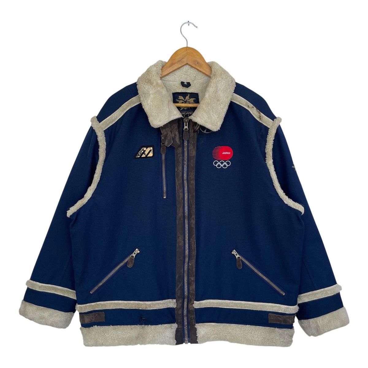 Mizuno ARCHIVE Mizuno Nagano 1998 Olympics Sherpa Bomber Jacket Size US L / EU 52-54 / 3 - 1 Thumbnail