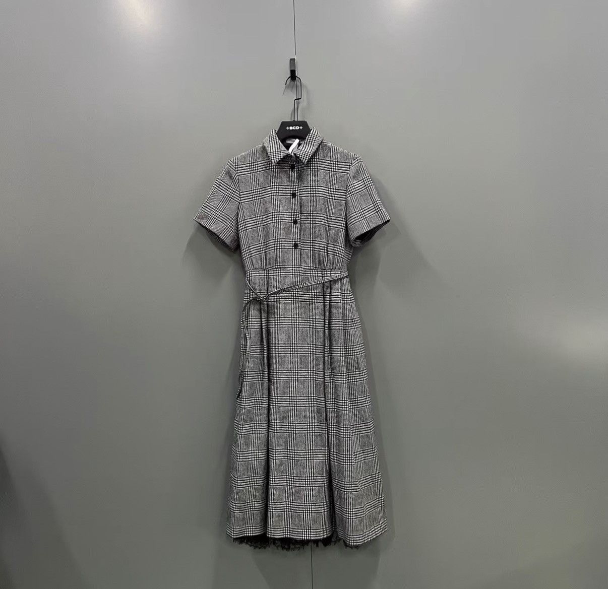 Dior Dior Grey Houndstooth All-over Print Short-Sleeve Dress J41 Size S / US 4 / IT 40 - 1 Thumbnail