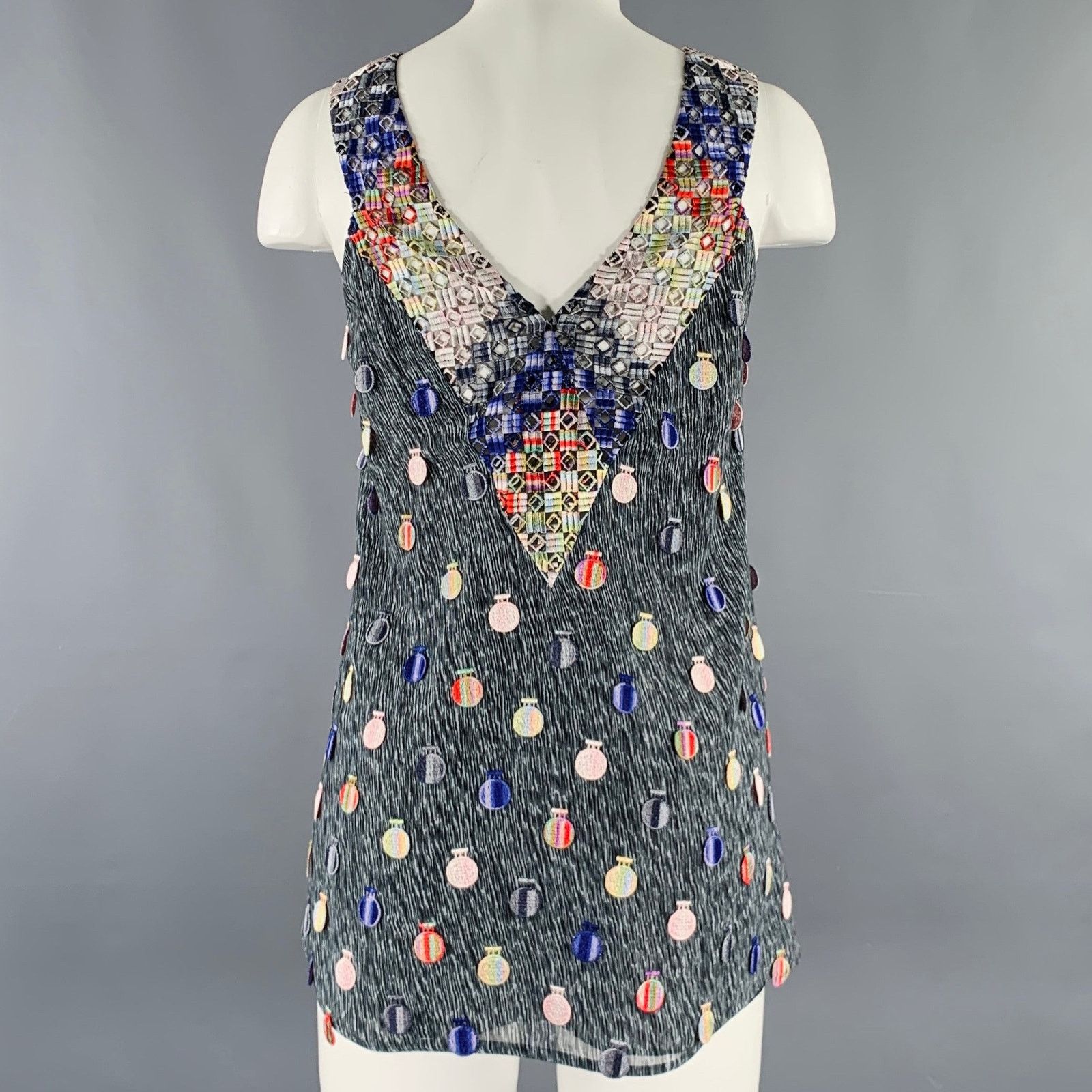 Other 4 Blue Multi Color Polyester Embellishment Casual Top Size S / US 4 / IT 40 - 4 Thumbnail