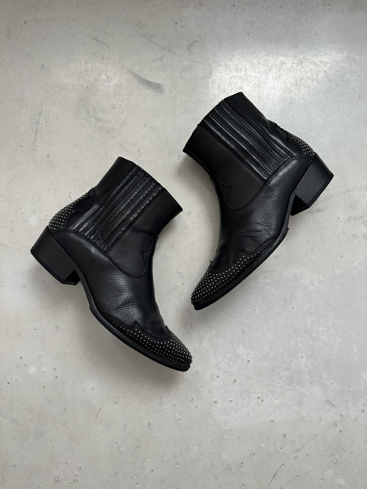 Japanese Brand × Vintage Wyatt leather studed ankle boots avantgarde Size US 9 / IT 39 - 1 Thumbnail