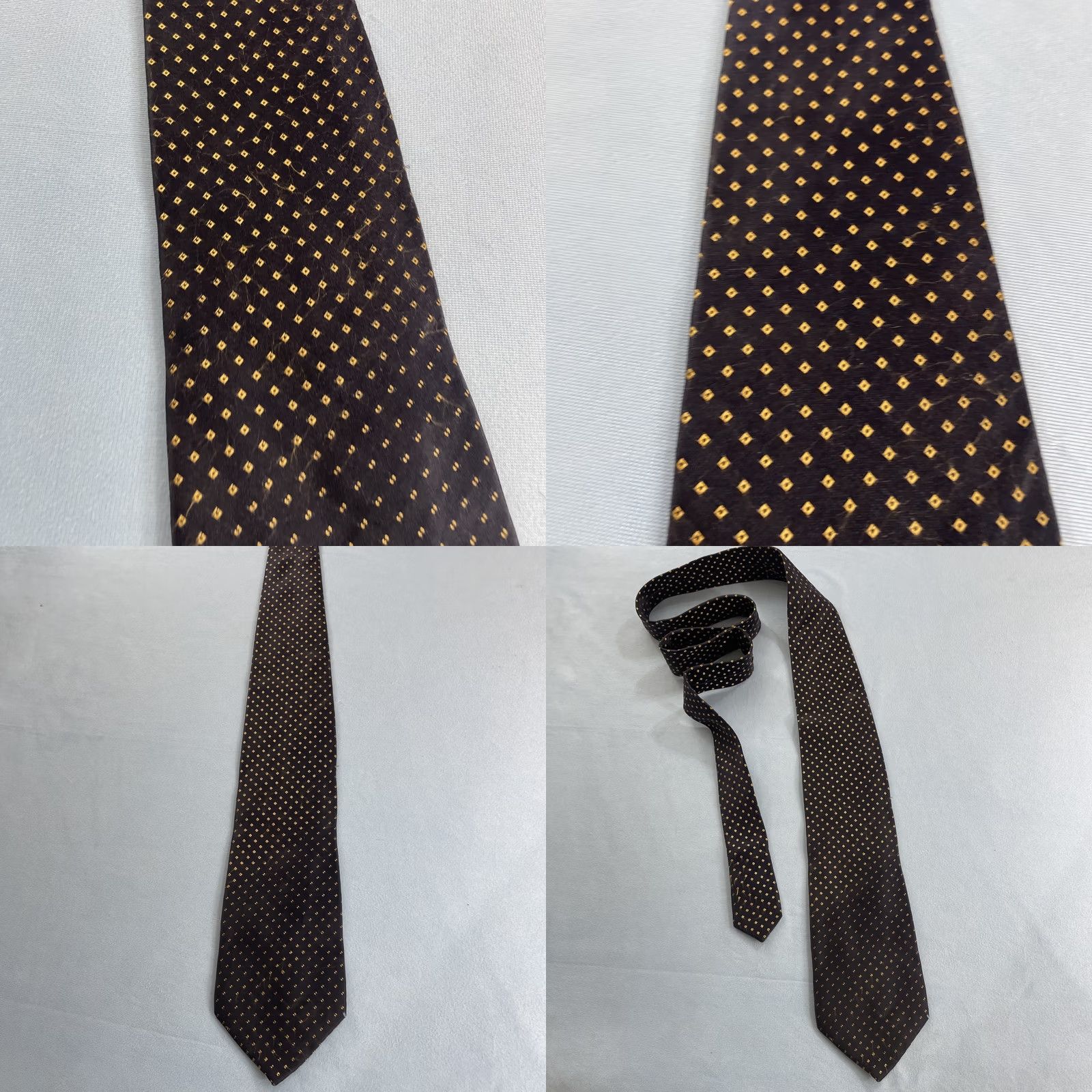 Canali VINTAGE Canali Designer Italy Luxury Silk Necktie Black Yellow Dot Read Mens Tie 57-60 Classic Silk Fade Old Money Size ONE SIZE - 10 Thumbnail
