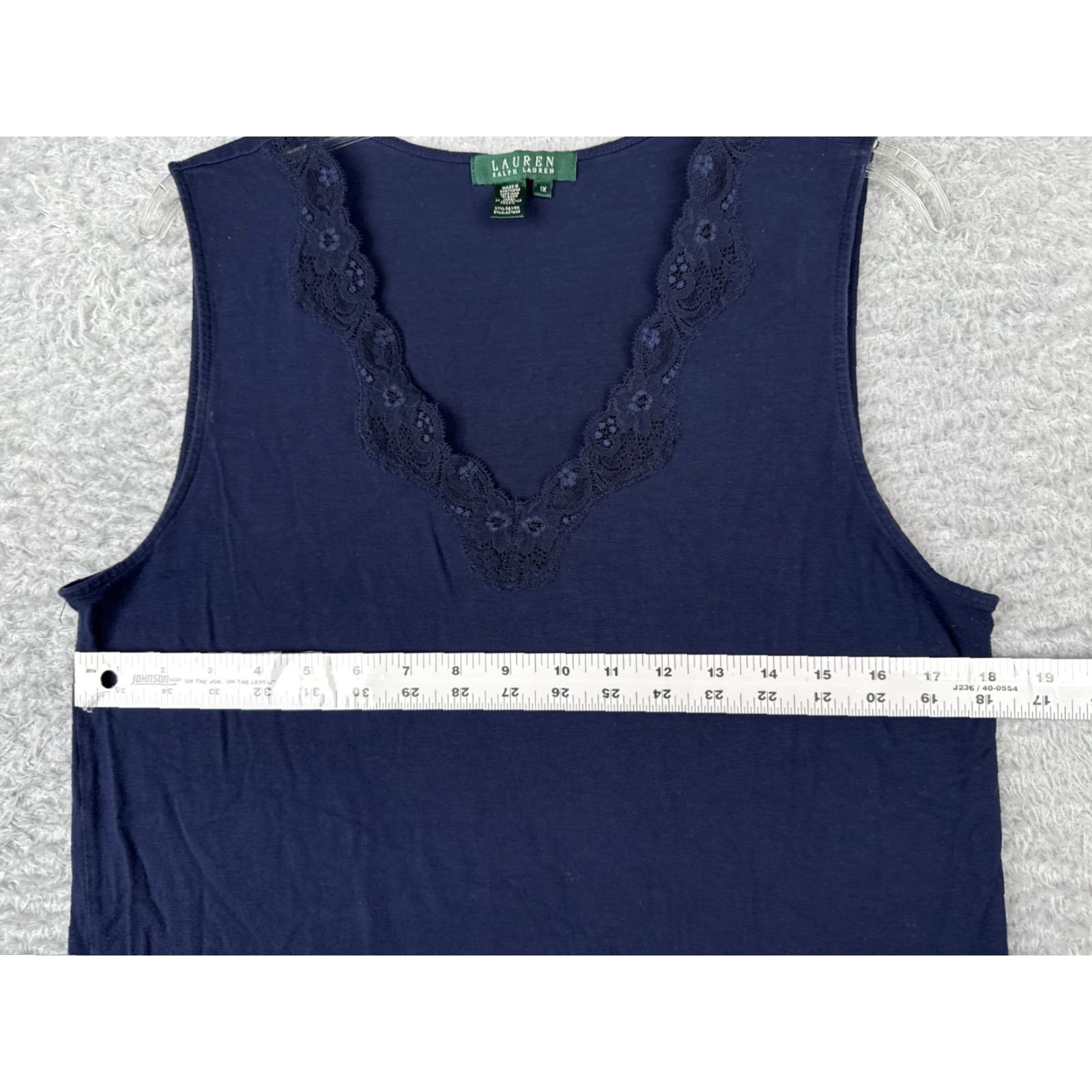 Ralph Lauren Lauren Ralph Lauren Tank Shirt Womens 1X Blue Floral Lace V-Neck Rayon Blend Size XL / US 12-14 / IT 48-50 - 7 Thumbnail