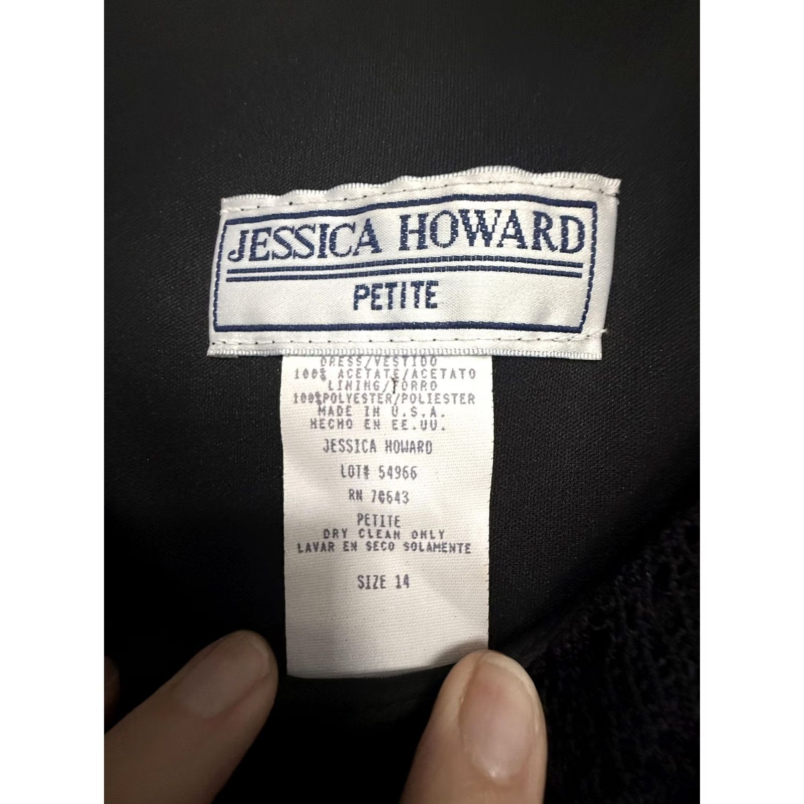 Vintage Jessica Howard Dress Womens 14P Black Floral Lace Sheath Midi Party Cocktail Size XL / US 12-14 / IT 48-50 - 3 Thumbnail
