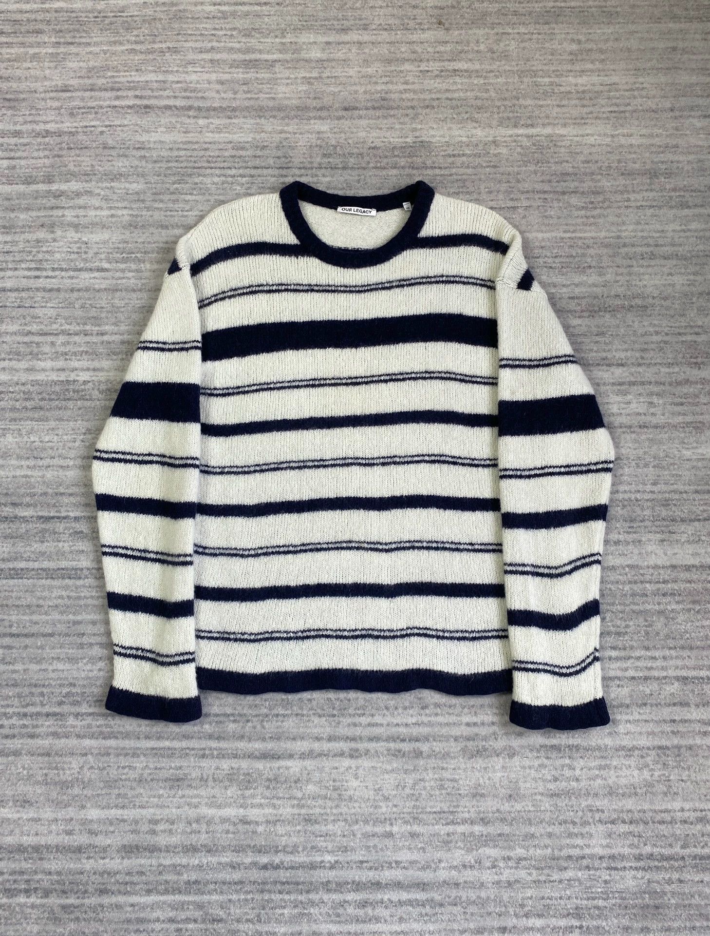 Our Legacy Our Legacy Sonar Roundneck Black & White Stripe Wool Sweater Size US M / EU 48-50 / 2 - 1 Thumbnail