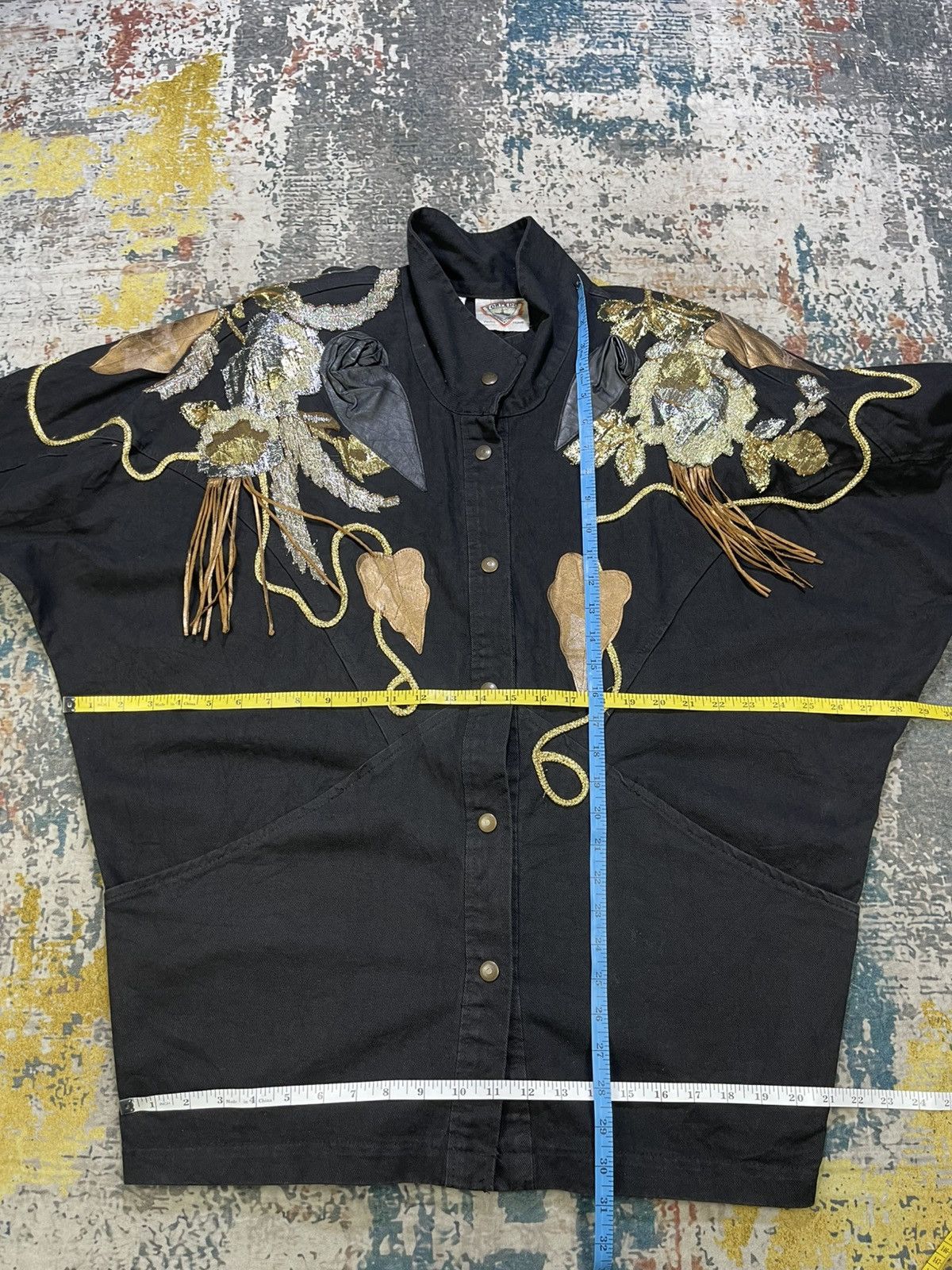 Vintage Vtg Torpedo Western Allure Art Denim Jacket Size S / US 4 / IT 40 - 2 Thumbnail