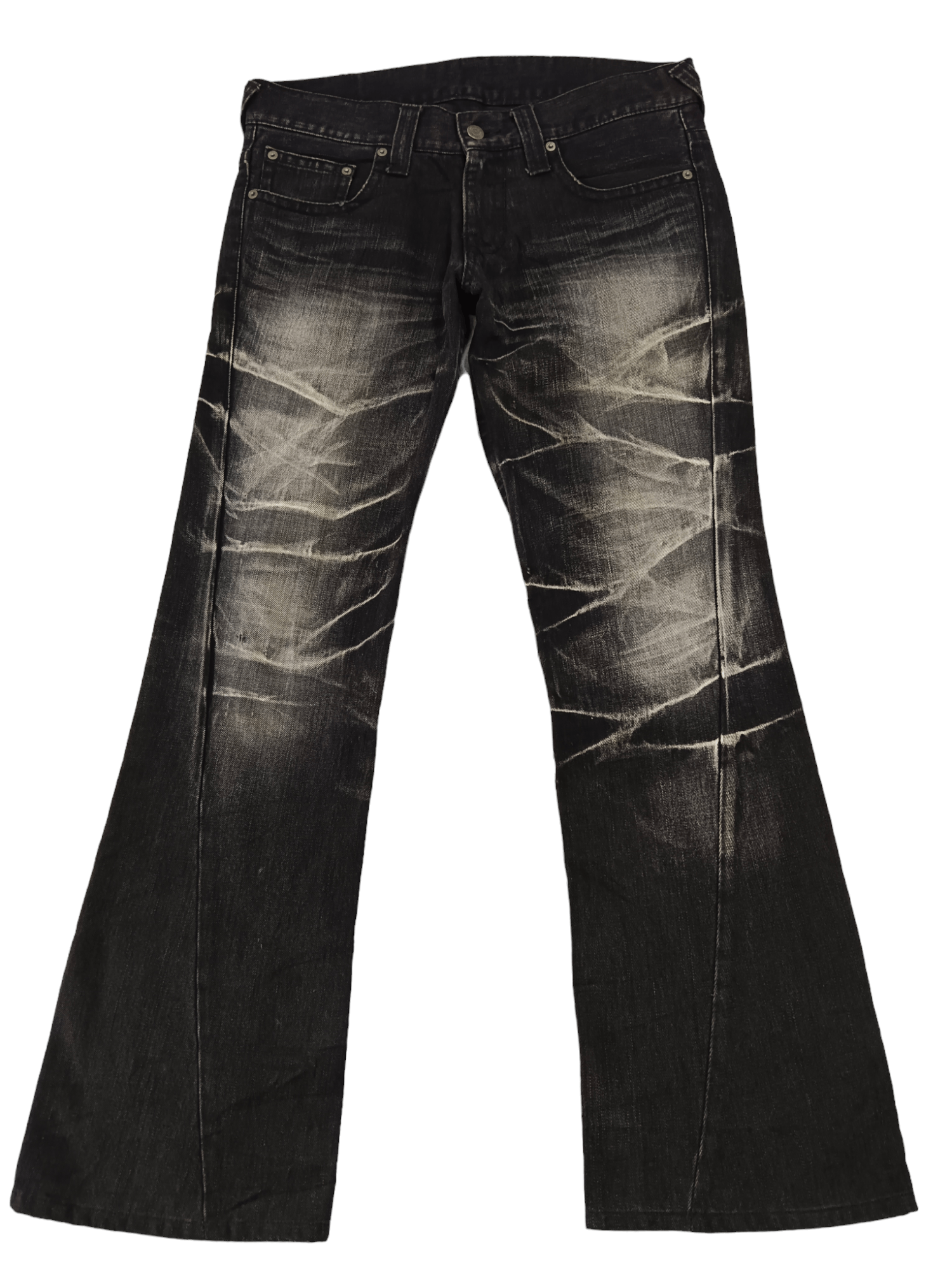 image of Tornado Mart Thunder Whiskers Super Flared Denim in Black, Men's (Size 33)