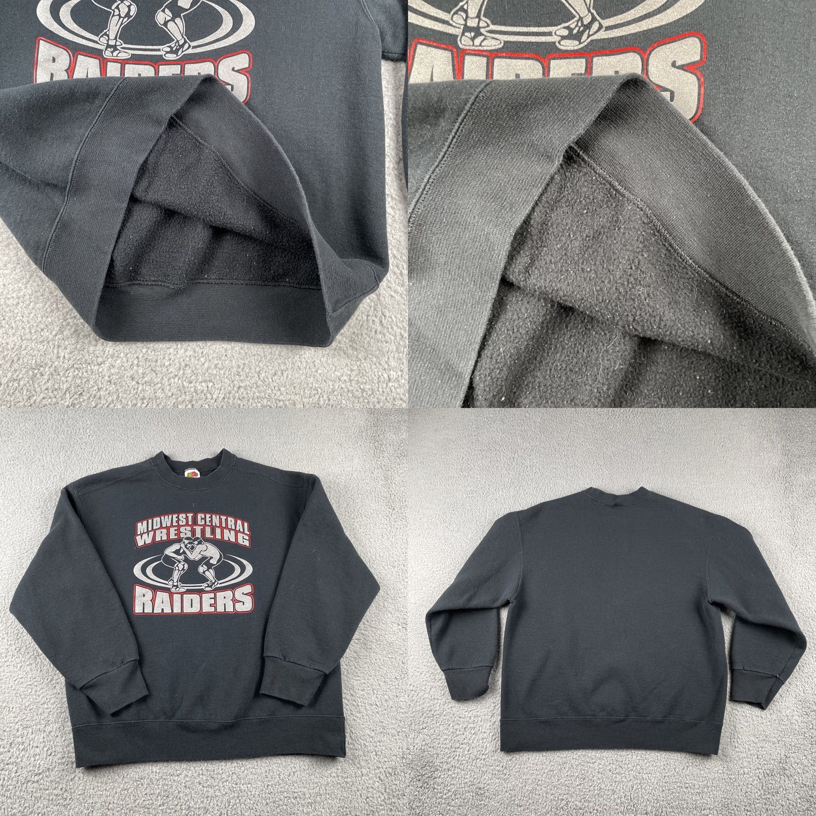 Fruit Of The Loom VINTAGE Fruit of the Loom Sweatshirt Black L Mens Wrestling 90s Y2K Size US L / EU 52-54 / 3 - 8 Thumbnail