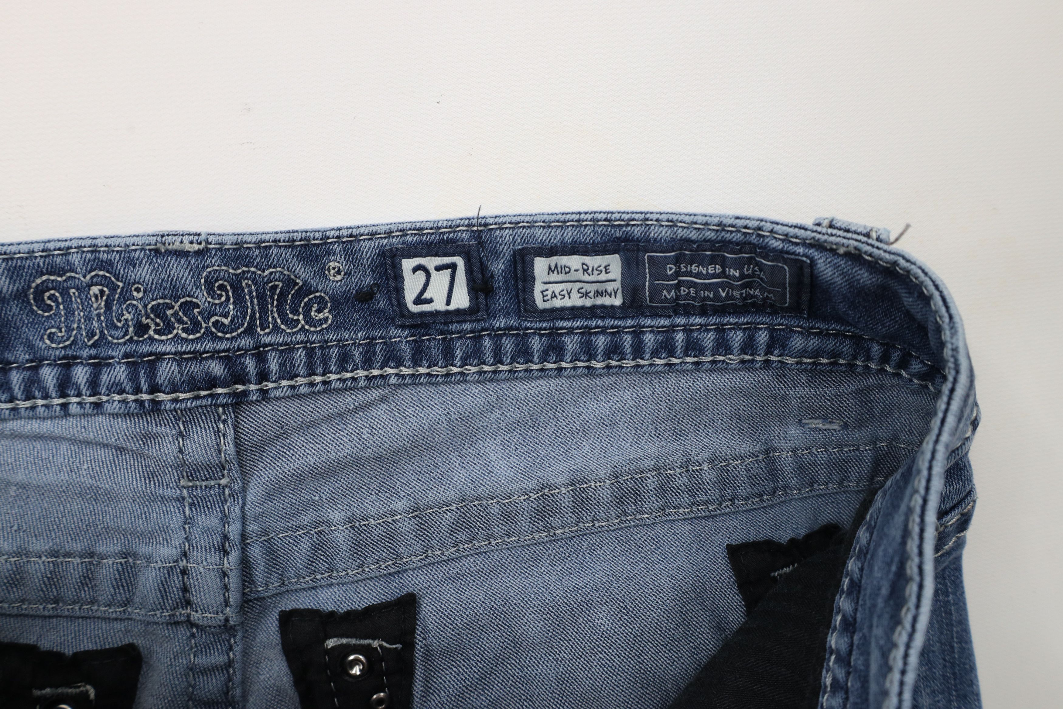 Miss Me × Vintage Miss Me Bling Mid Rise Easy Skinny Leg Denim Jeans Blue Size 27" / US 4 / IT 40 - 7 Thumbnail