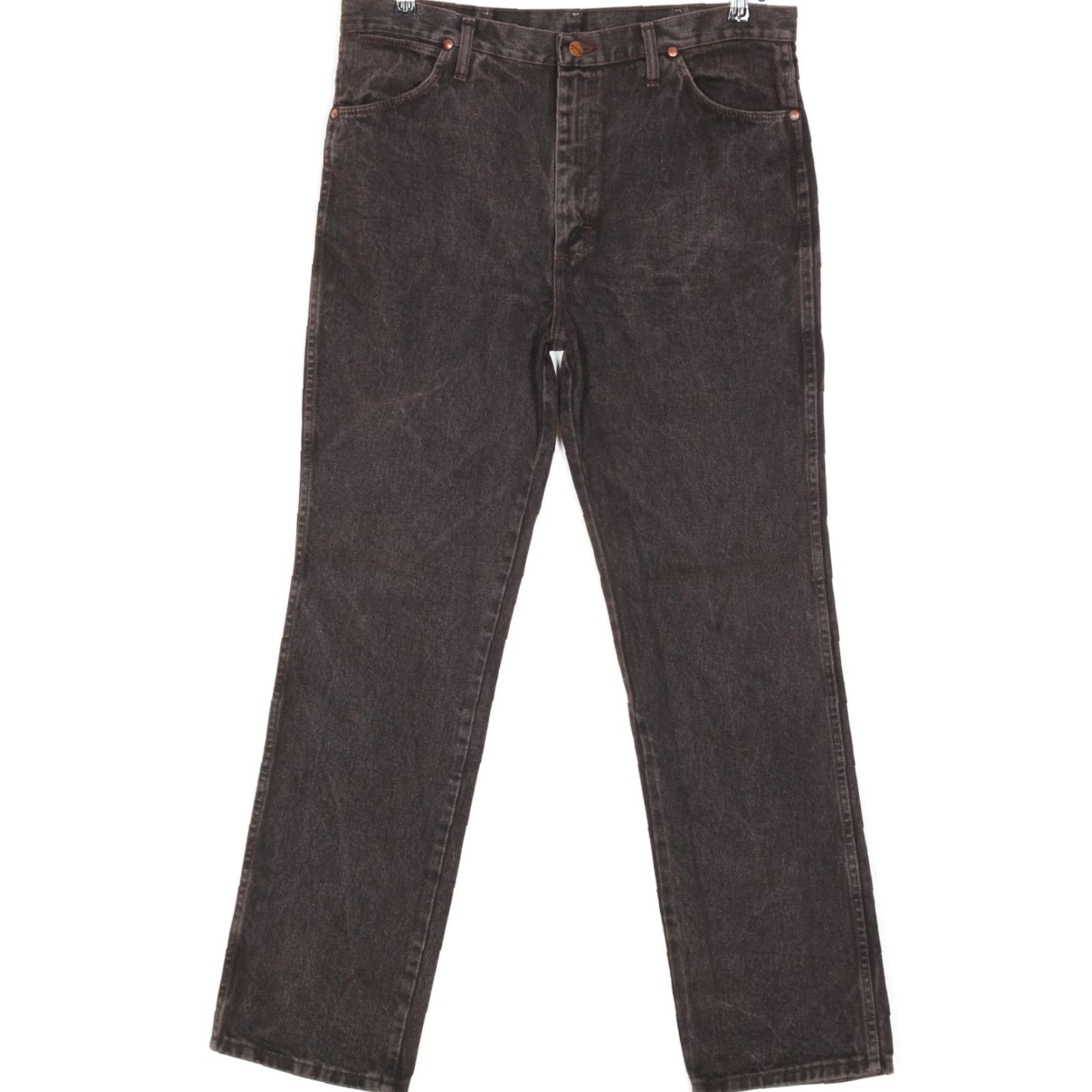 Wrangler VINTAGE Wrangler 936K CL Jeans Trousers Men W36 L32 Regular Straight Brown 5-Pocket Denim Cotton Leather Logo Casual Vintage Mens Size US 36 / EU 52 - 2 Thumbnail