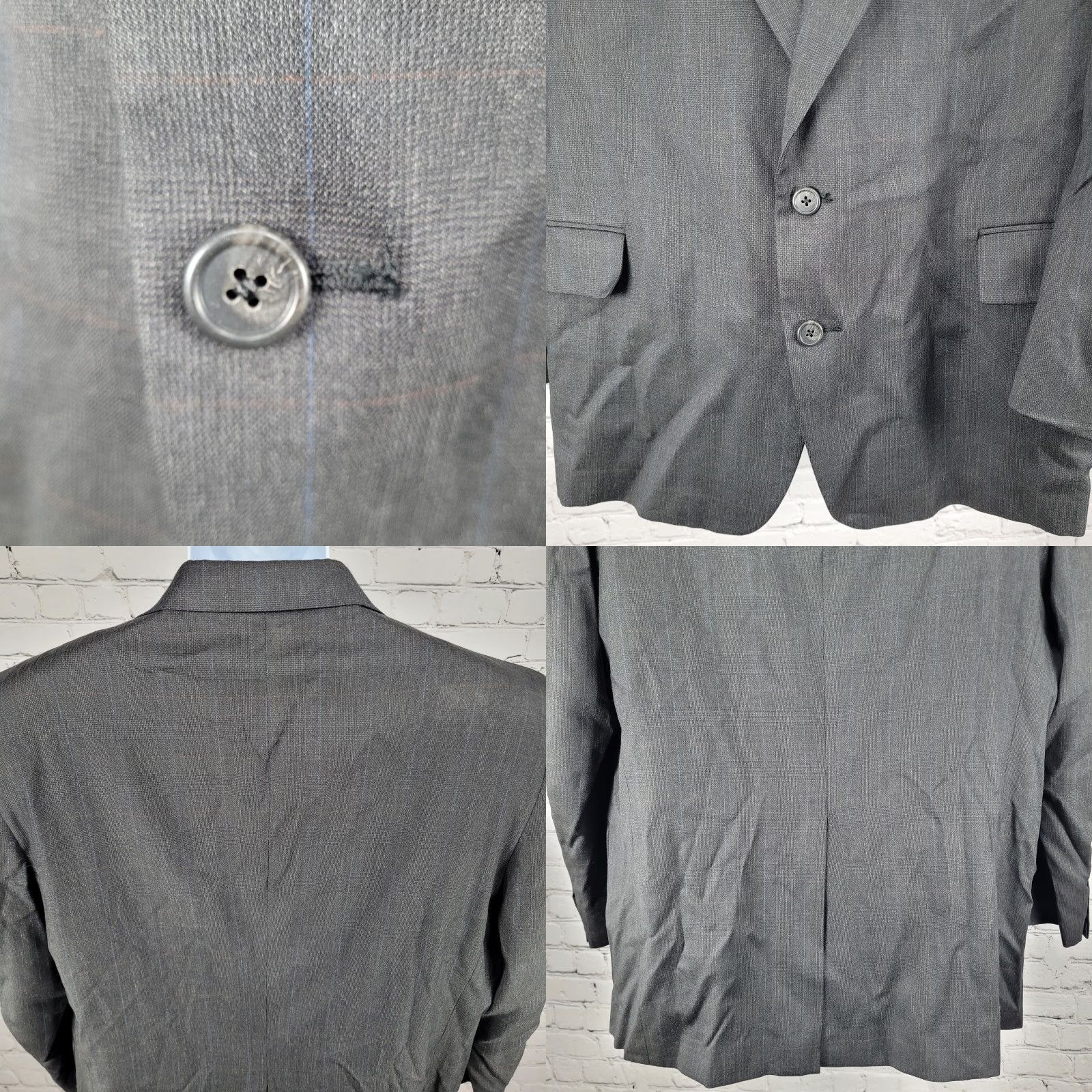 Vintage VINTAGE Botany 500 Couture Grey 2 Button Blazer USA Made Size 44 PTR Size 44R - 8 Thumbnail