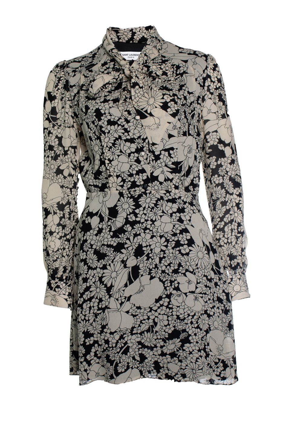 Saint Laurent Paris Saint laurent, floral print dress with buttons Size S / US 4 / IT 40 - 1 Thumbnail