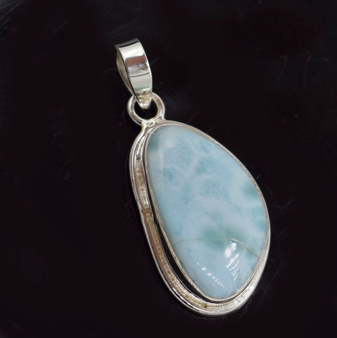 Handmade Blue Larimar Gemstone Pendant, 925 Sterling Silver Pendant, Size ONE SIZE - 1 Thumbnail