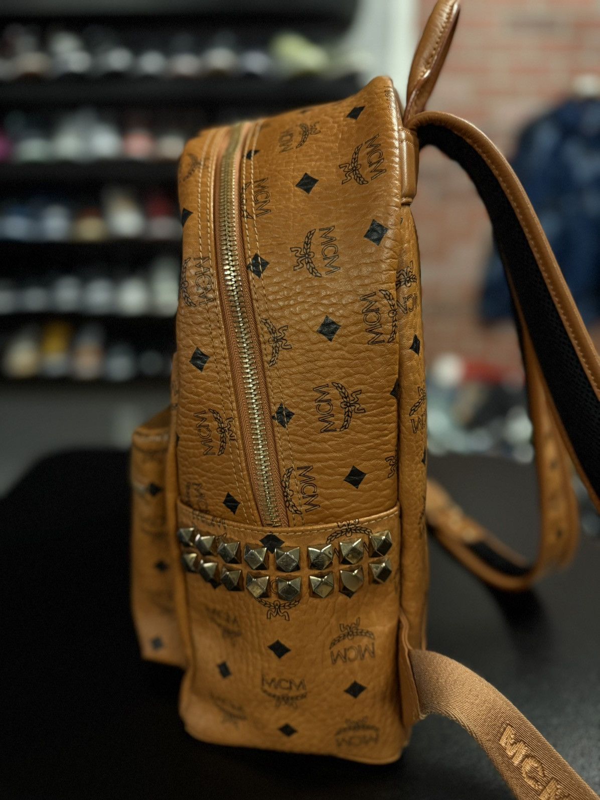 MCM MCM Classic Logo Brown Studs Medium Backpack 🧼 Size ONE SIZE - 18 Thumbnail