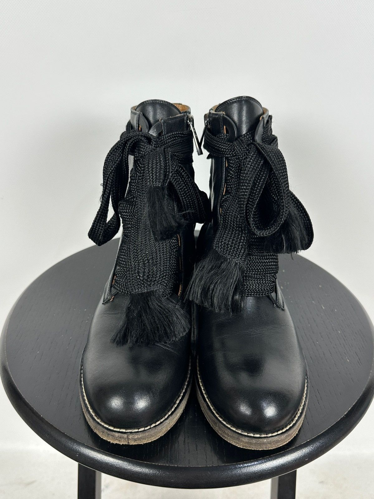 Chloe Chloe Harper Black Leather Combat Lace Up Ankle Boots Size US 6 / IT 36 - 12 Thumbnail