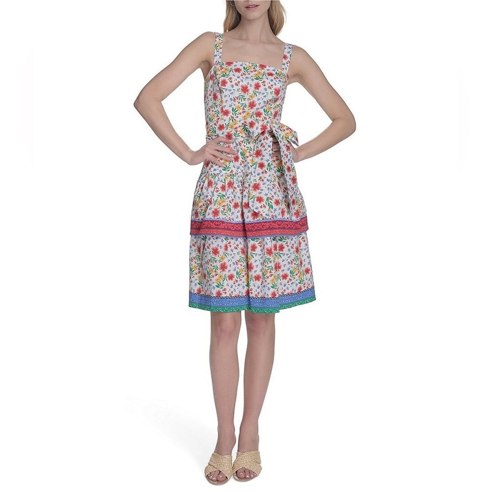 Elizabeth and James Eliza J. Floral Print Midi Dress Square Neck Sise 4 Size S / US 4 / IT 40 - 2 Thumbnail