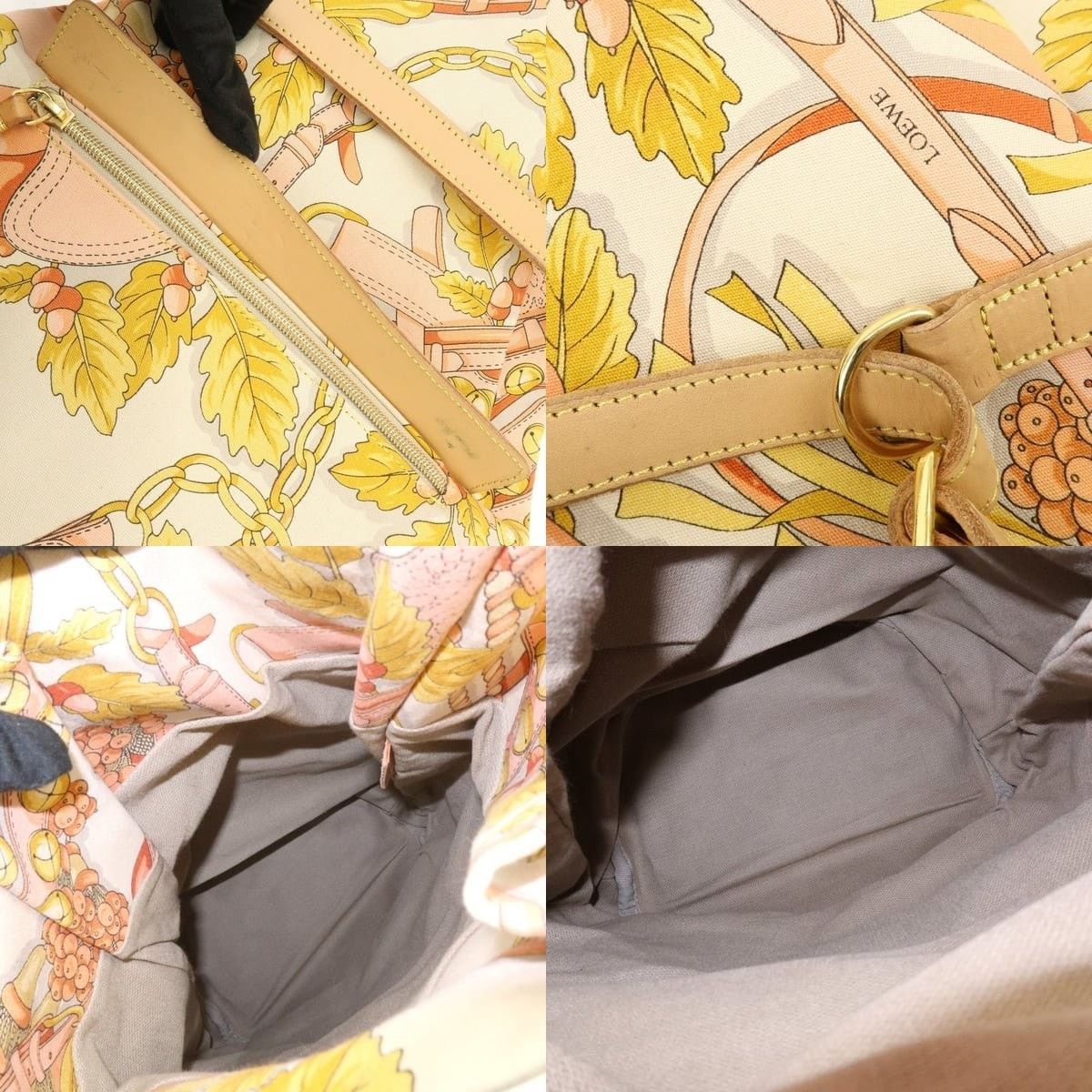 Loewe Loewe Scarf Design Canvas & Leather Shoulder Bag Multicolor Size ONE SIZE - 7 Thumbnail