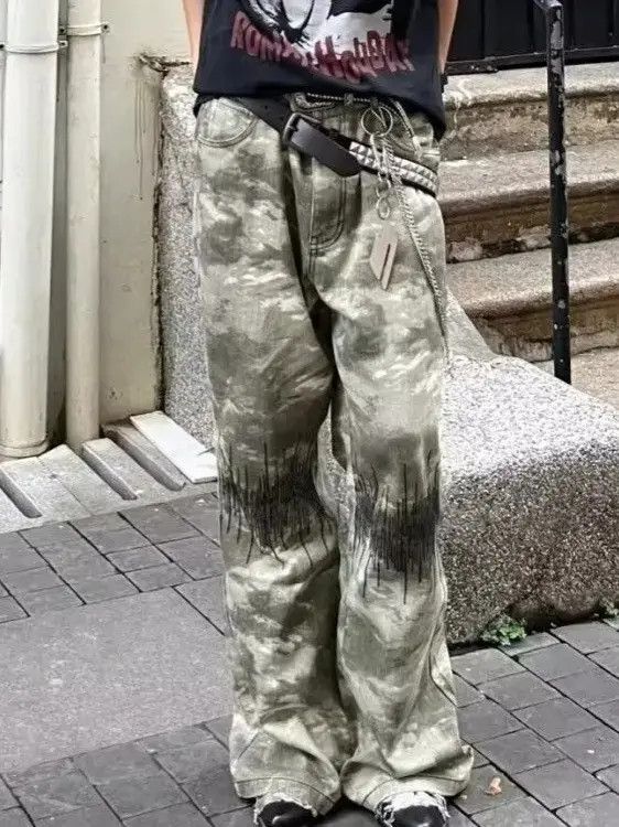 Japanese Brand Retro loose camouflage micro flared jeans Size US 30 / EU 46 - 3 Thumbnail