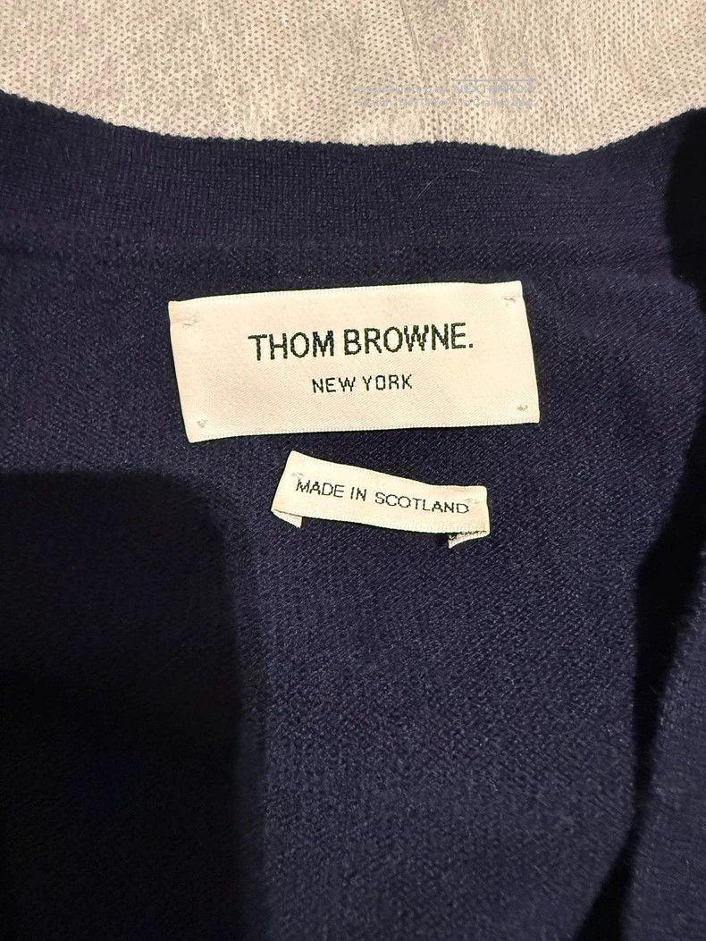 Thom Browne Thom Browne Blue Cashmere Striped Washed Fitted Cardigan Size M / US 6-8 / IT 42-44 - 2 Thumbnail