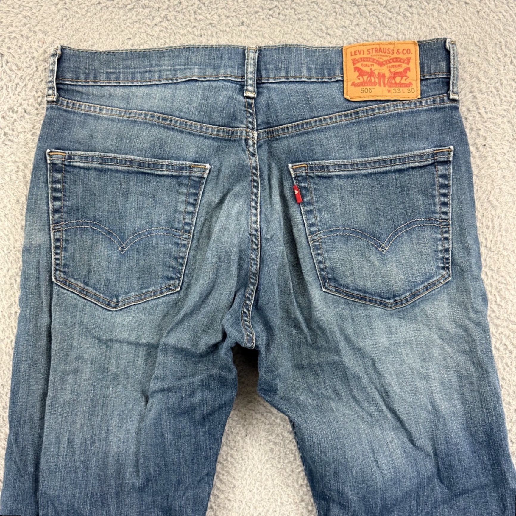 Levi's VINTAGE Levi's 505 Jeans 33x30 Blue Denim Regular Fit Straight Leg USA Y2K Men Size US 33 - 6 Thumbnail
