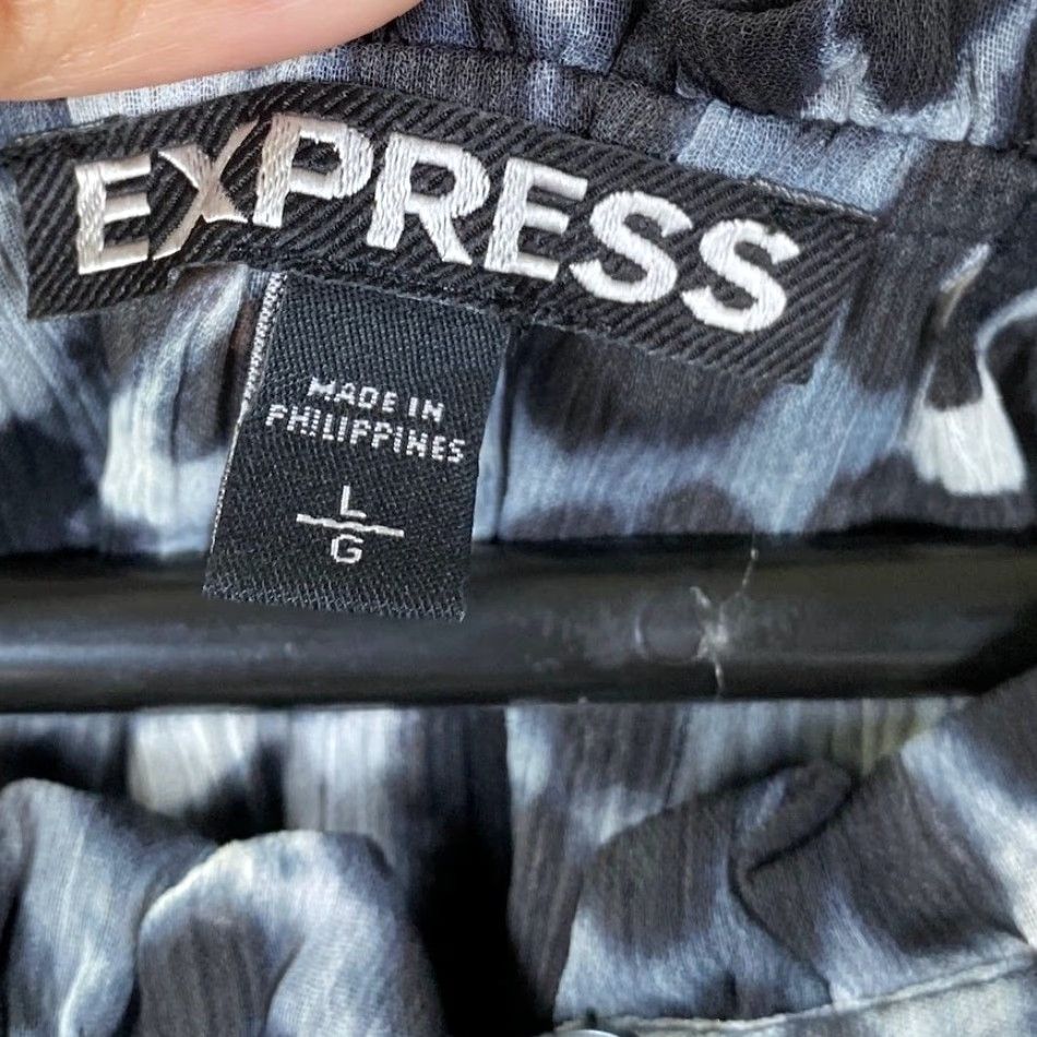 Express Express Blouse Womens Multicolored Animal Print Button 3/4 Sleeve Sheer Large Size L / US 10 / IT 46 - 4 Thumbnail