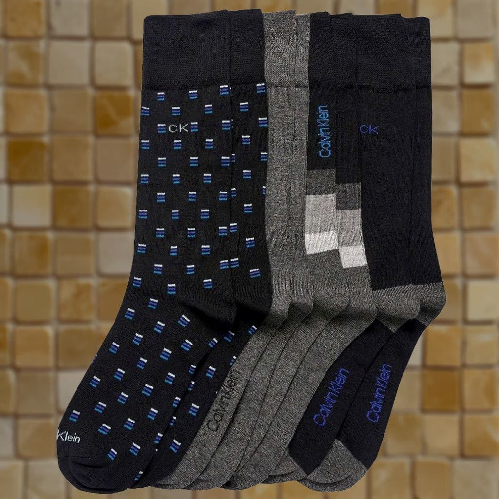 Calvin Klein Calvin Klein Mens Lightweight Crew Dress Socks OSFM - 4 Pairs - Multicolor - Mid Calf - Dress Socks - Socks - Calv in Klein - Men -OSFM Size ONE SIZE - 1 Preview