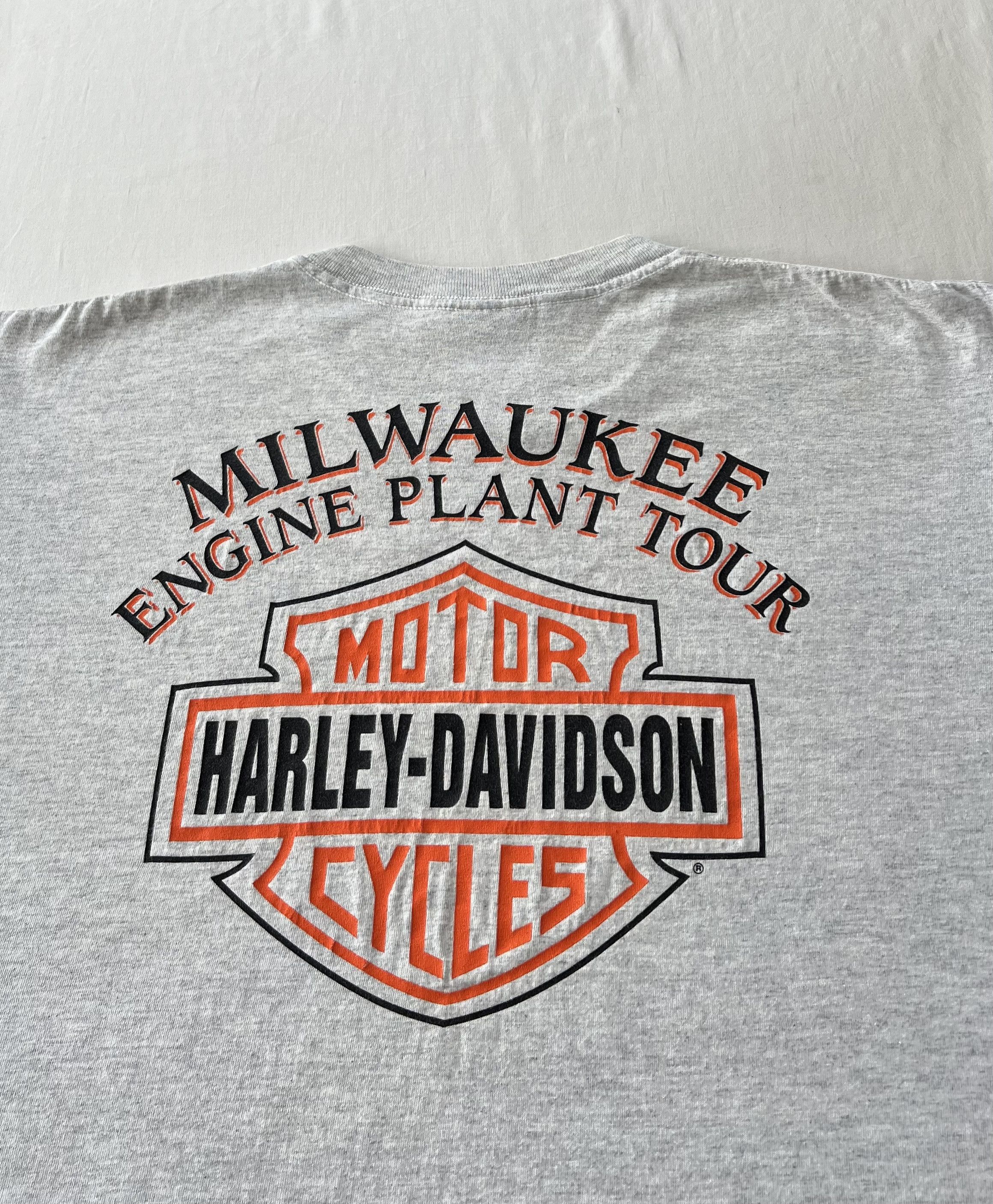 Harley Davidson Vintage 1994 Harley Davidson Engine Motor Gray T-shirt Size US L / EU 52-54 / 3 - 18 Thumbnail