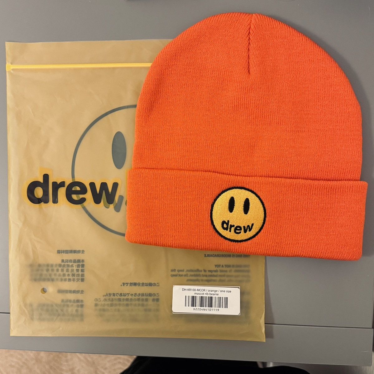 Vintage Drew house mascot rib beanie hat Justin Bieber orange new