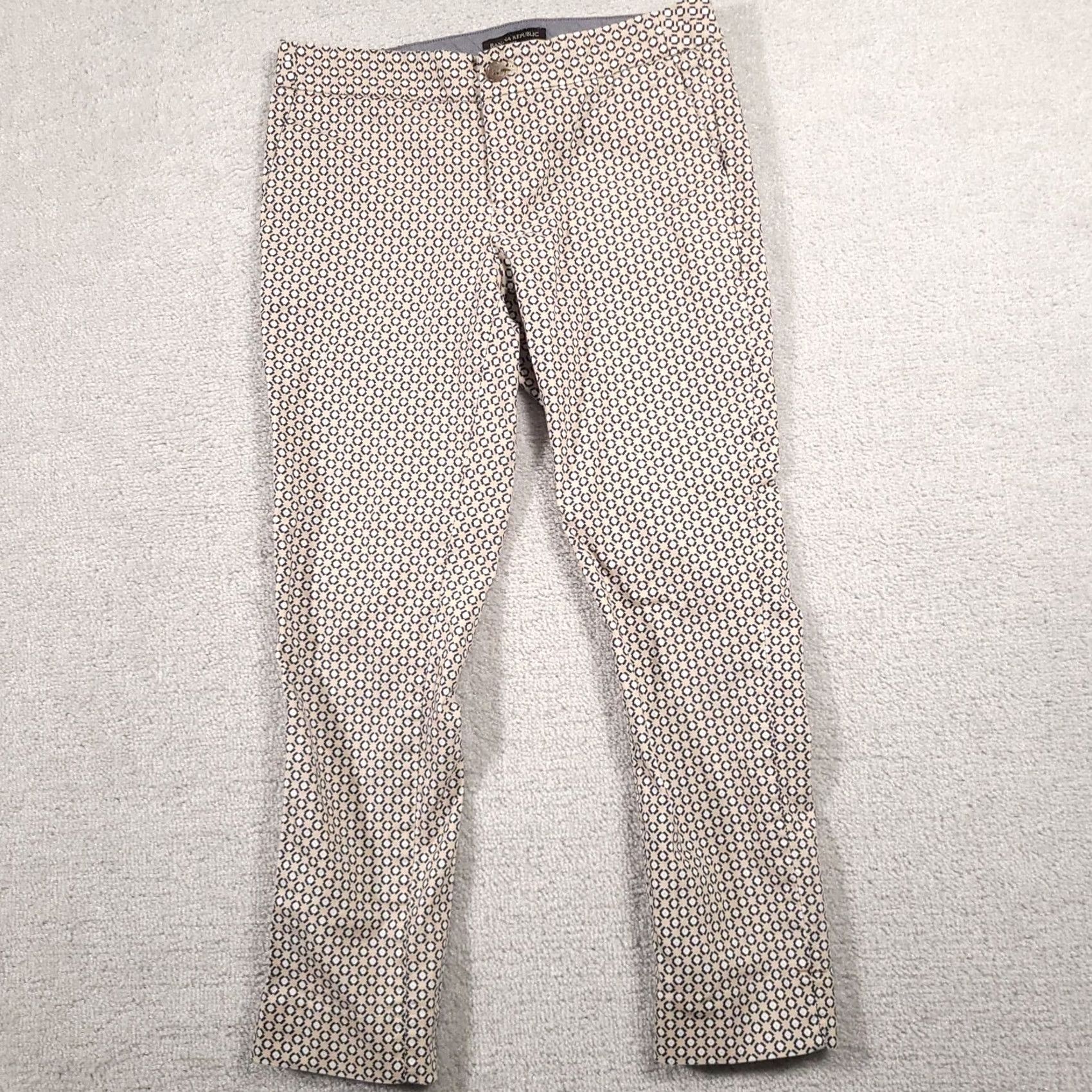 Banana Republic Banana Republic Hampton Fit Trouser Crop Stretch Women's Size 2 Geometric Beige Pants Size 26" / US 2 / IT 38 - 2 Thumbnail