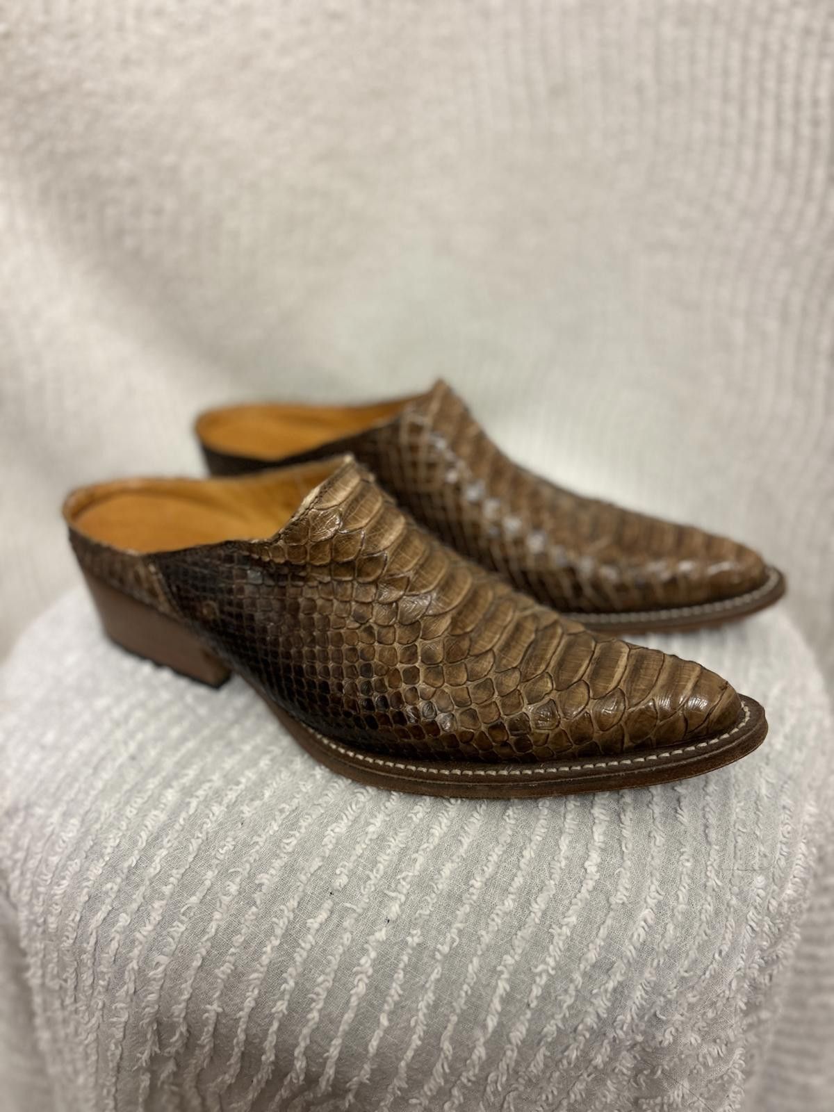 Vtg Italian Handmade Snakeskin Boots Python Leather 40 / 9