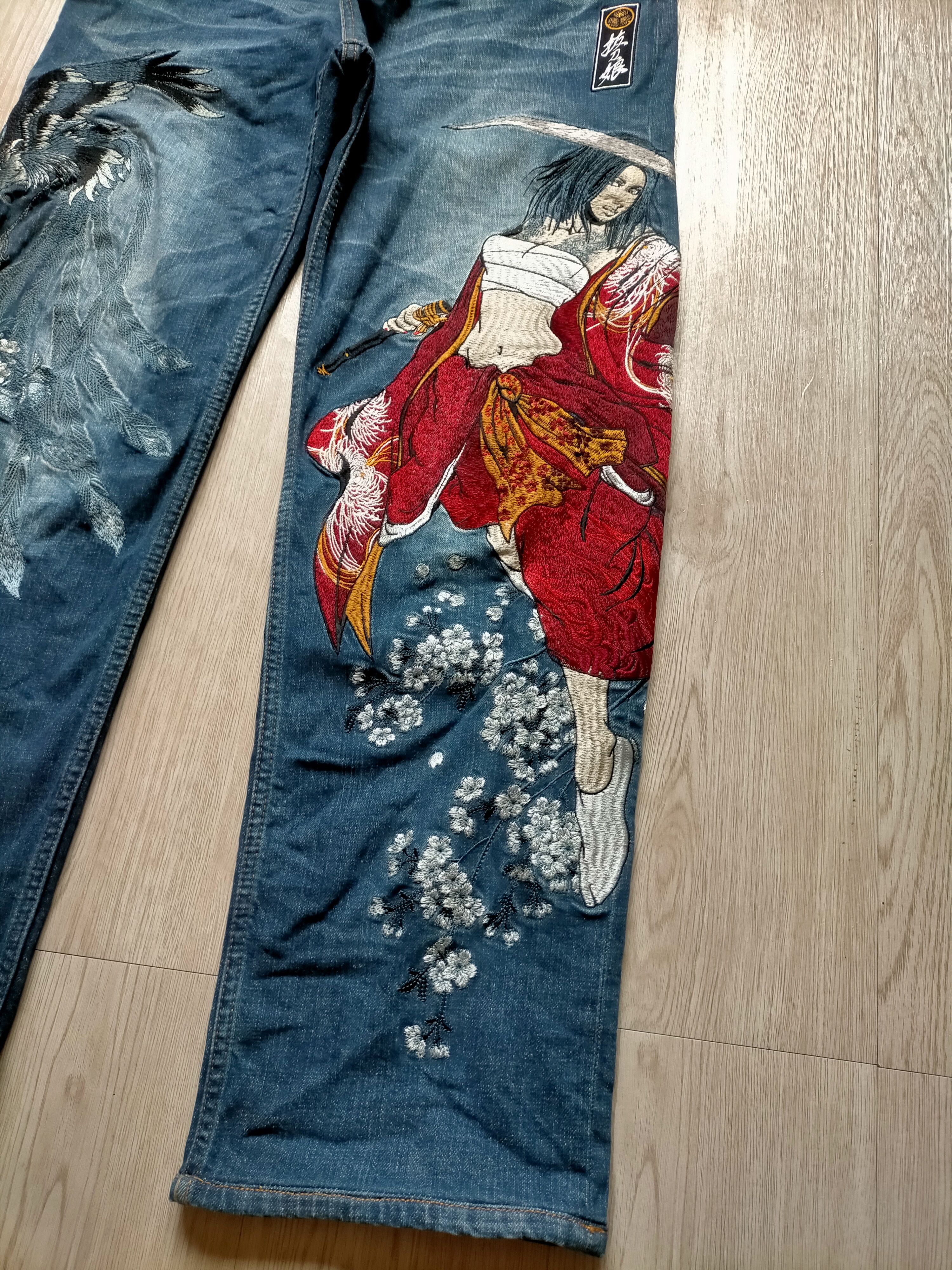 Karakuri Tamashii 🔥Rare🔥Divine Retribution Embroidered Blue Jeans Size US 32 / EU 48 - 11 Thumbnail