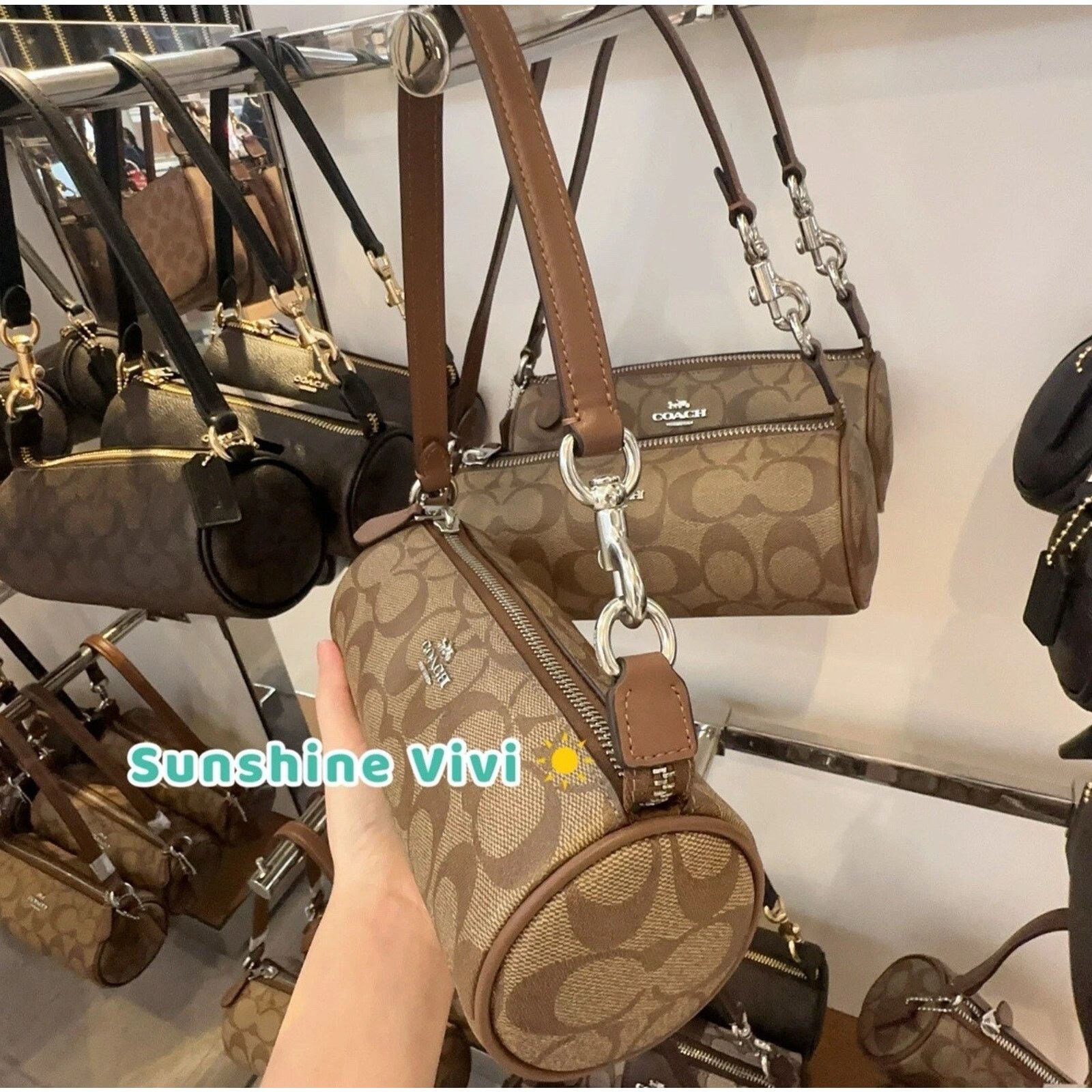 Coach NWT Coach CP475 Nolita Barrel Bag Khaki Saddle / silver Size ONE SIZE - 3 Thumbnail