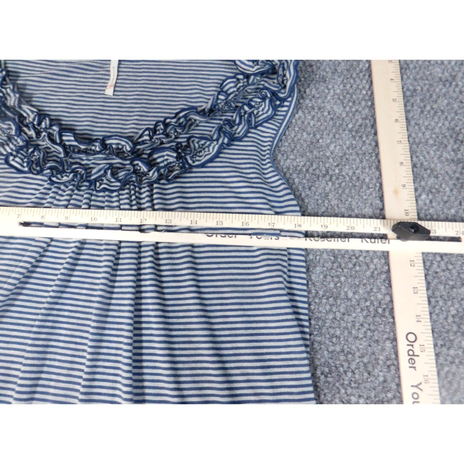 Vintage Olivia Moon Womens Blouse XL Blue Striped Crew Neck Sleeveless Pullover Casual Stretch Regular Size XL / US 12-14 / IT 48-50 - 5 Thumbnail