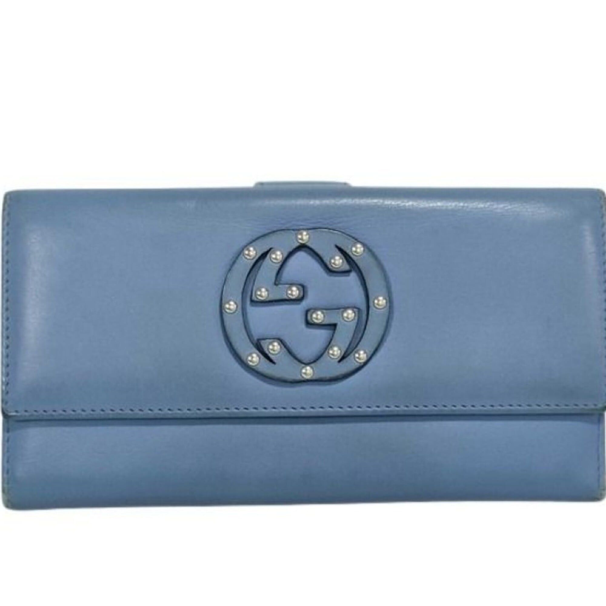 Gucci GUCCI long wallet, Interlocking G design, 231843, blue leather, women's, studs. Size ONE SIZE - 1 Thumbnail