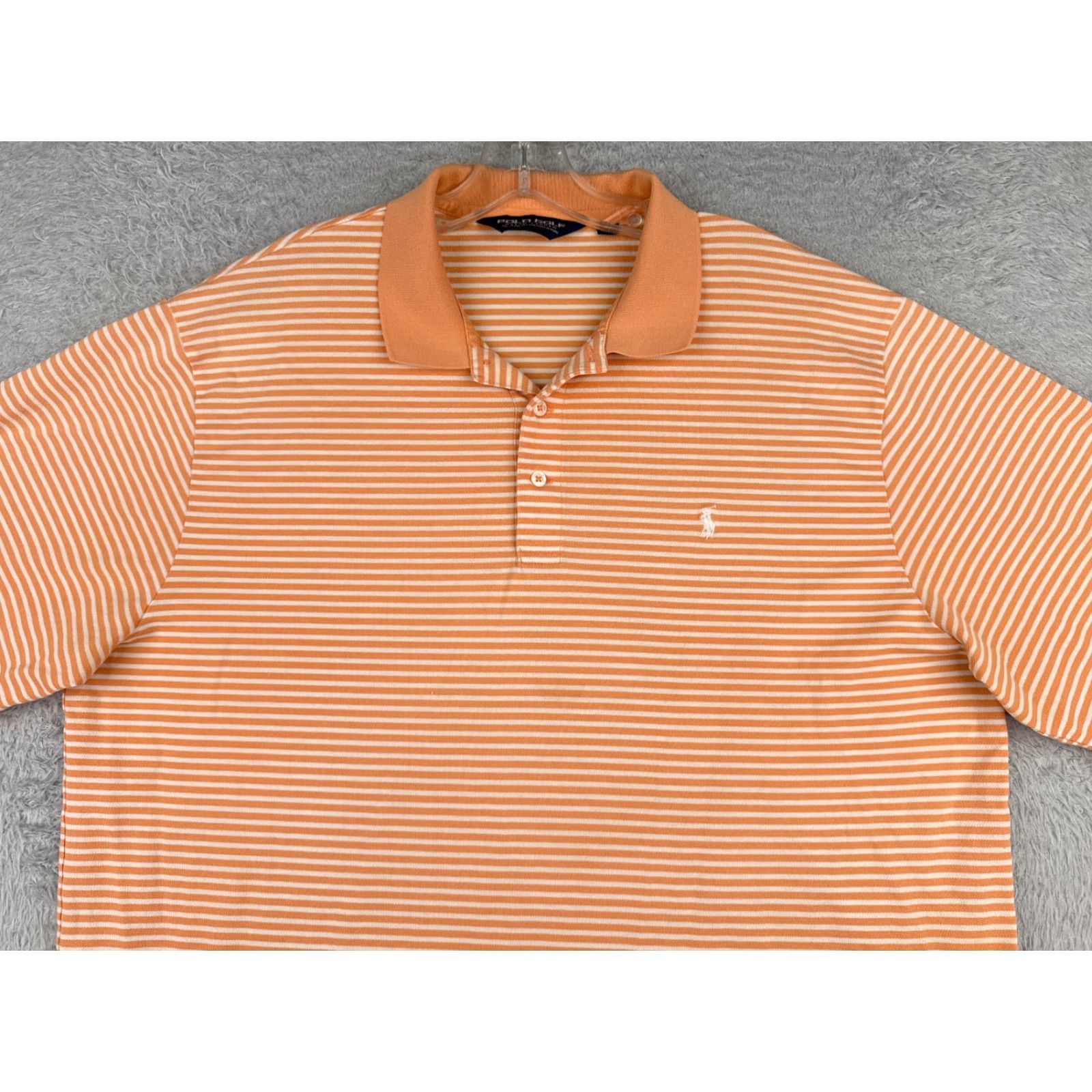 Ralph Lauren VINTAGE Ralph Lauren Polo Golf Shirt Men XL Orange Stripe 100% Cotton Slim Fit Button Collar Short Sleeve Read Size US XL / EU 56 / 4 - 4 Thumbnail