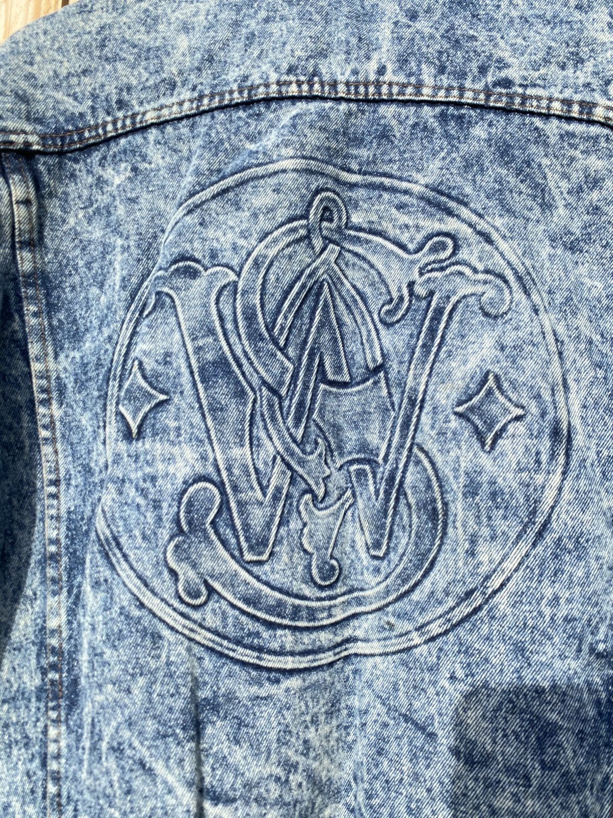 Vintage Vtg Made USA Smith & Wesson Logo Acid Stone Wash Jean Jacket Size US S / EU 44-46 / 1 - 11 Thumbnail