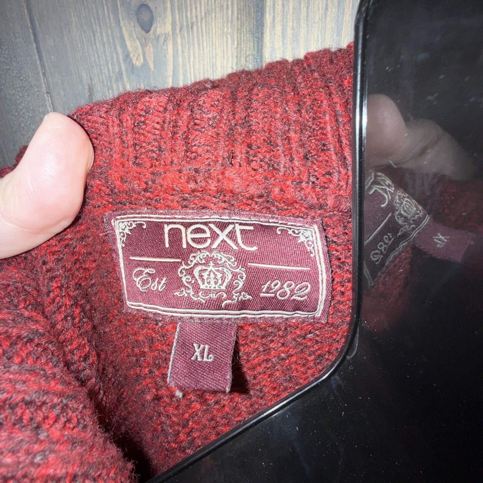 NEXT Next Men’s Birdseye Sweater Red W/Corduroy Trim Size XL Size US XL / EU 56 / 4 - 6 Thumbnail