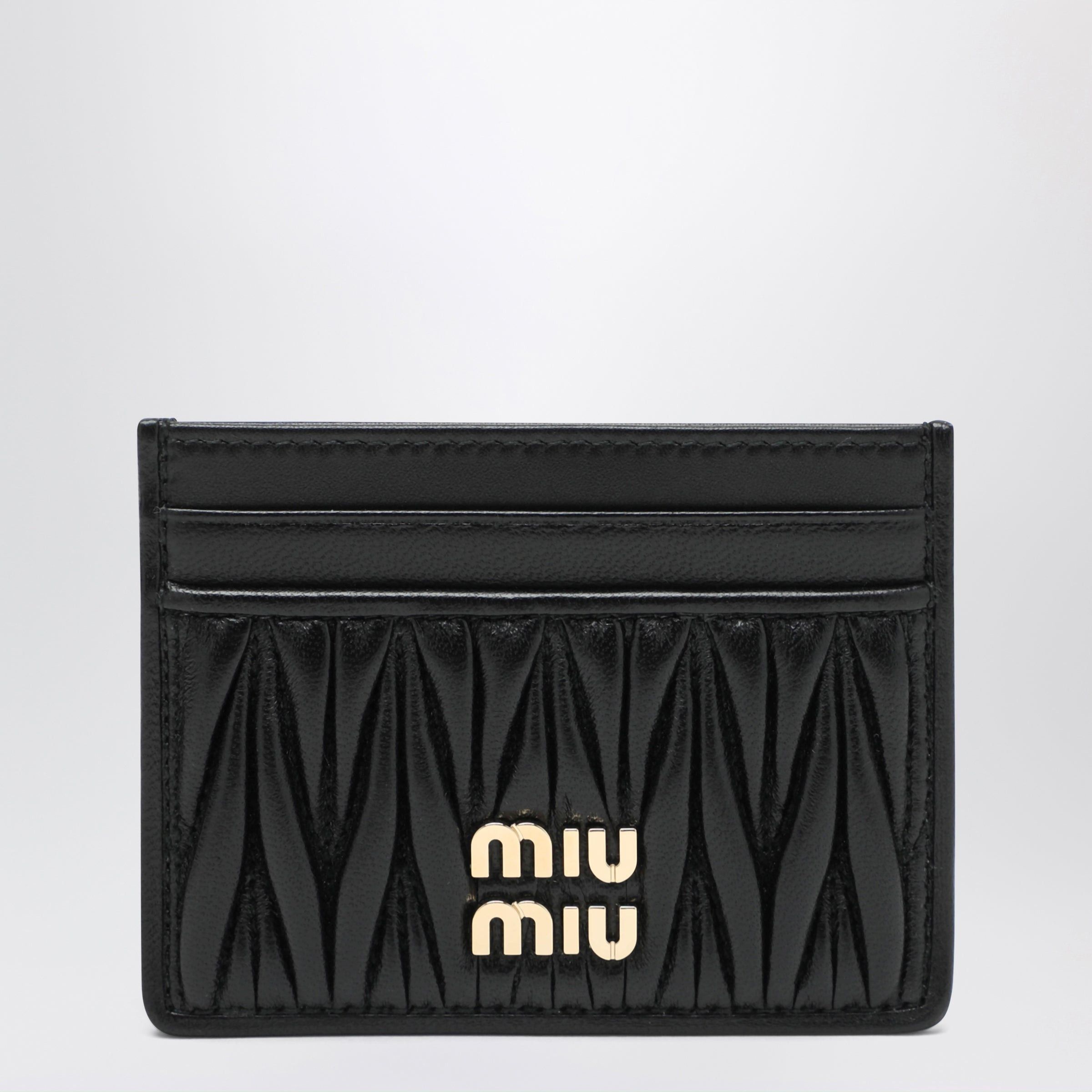 Miu Miu Miu Miu Black Matelasse Leather Cardholder Size ONE SIZE - 1 Thumbnail
