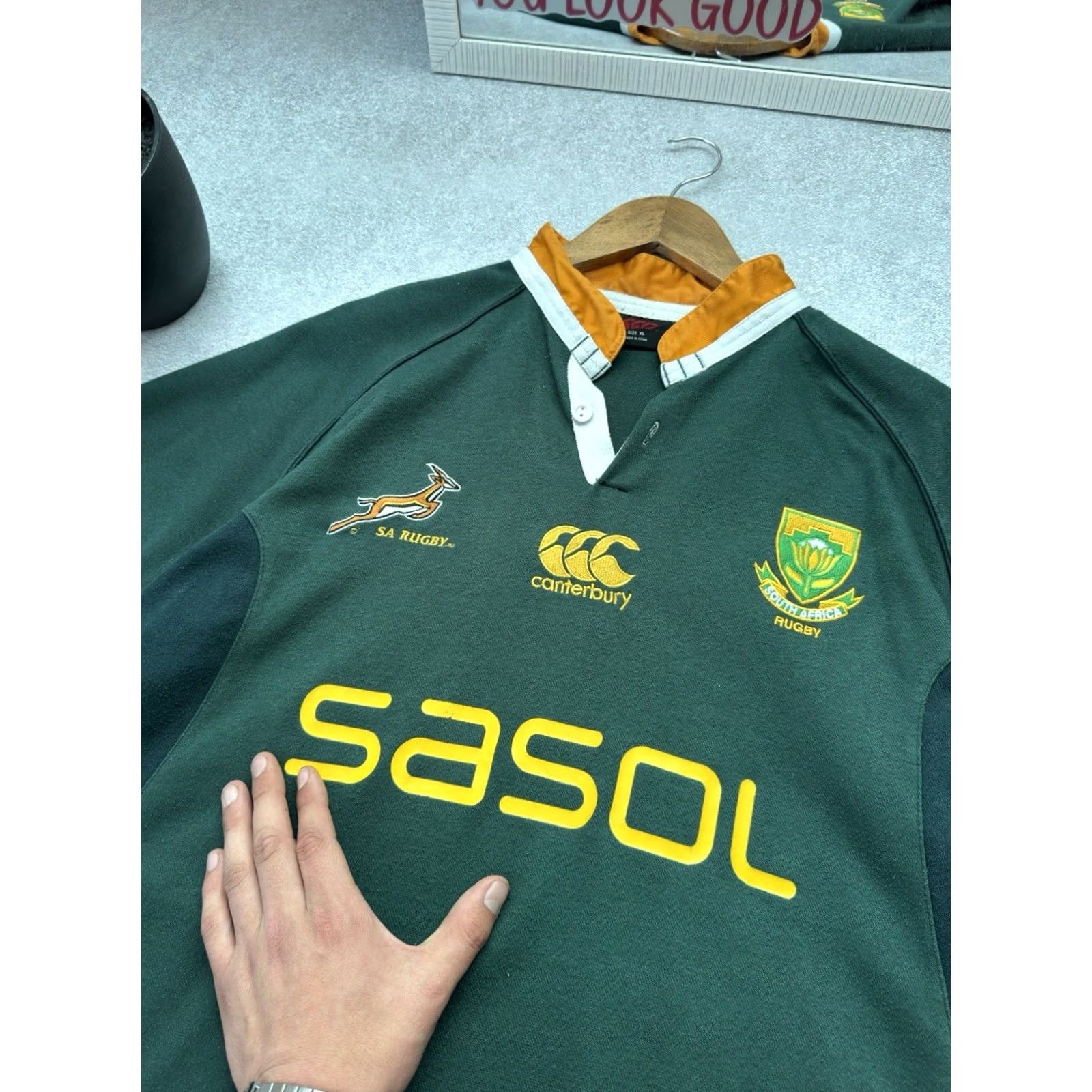 Vintage VINTAGE Canterbury South Africa Rugby Jersey Shirt XL Green Men XL Rugby USA 90s Cunterbury Jersey Polo Shirt Size US XL / EU 56 / 4 - 5 Thumbnail