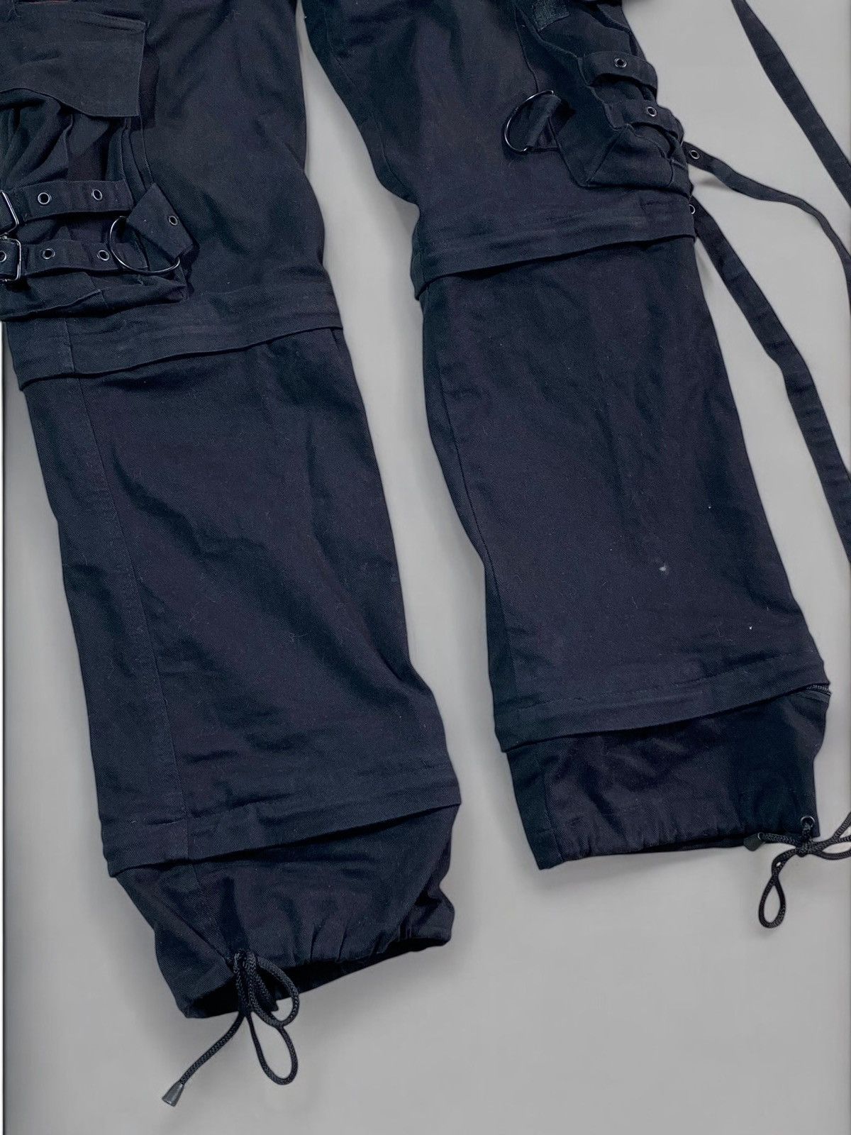 Other 🔥 Y2k GOTHICANA BLACK STRAP PANTS CHAINS CYBER RAVE VIBES Size US 32 / EU 48 - 4 Thumbnail