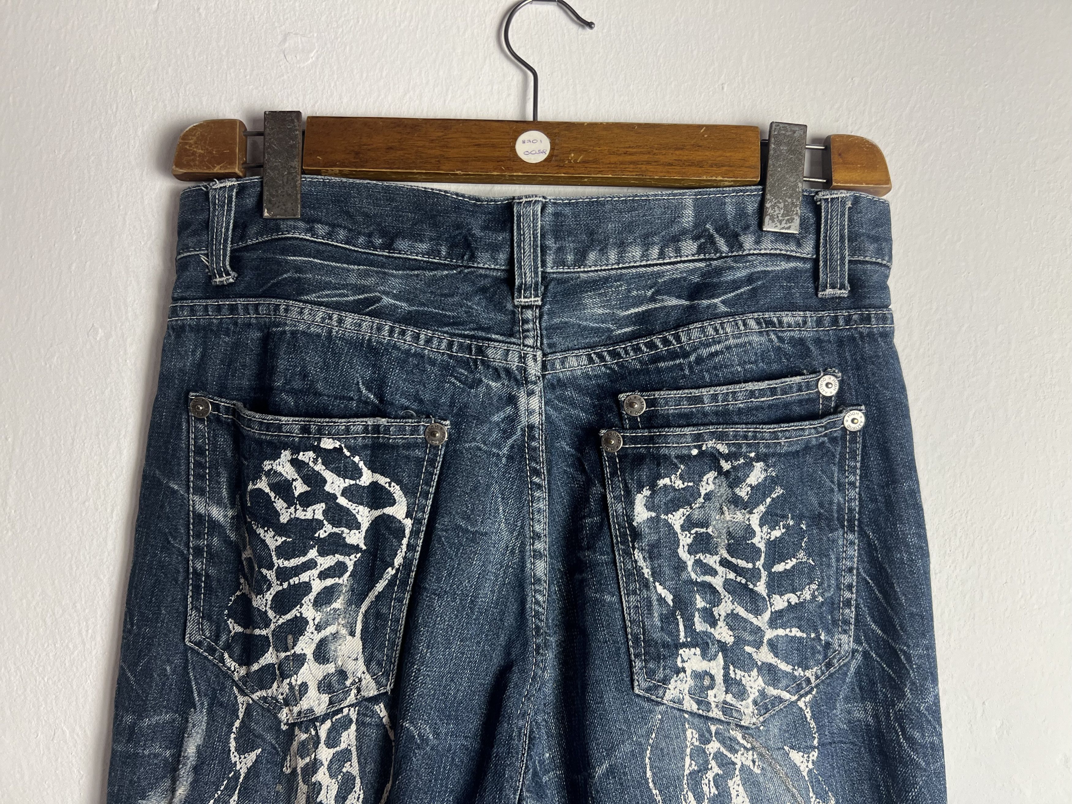 Japanese Brand Nylaus Distressed Denim Paint Splatter Wing Prints Size US 33 - 11 Thumbnail