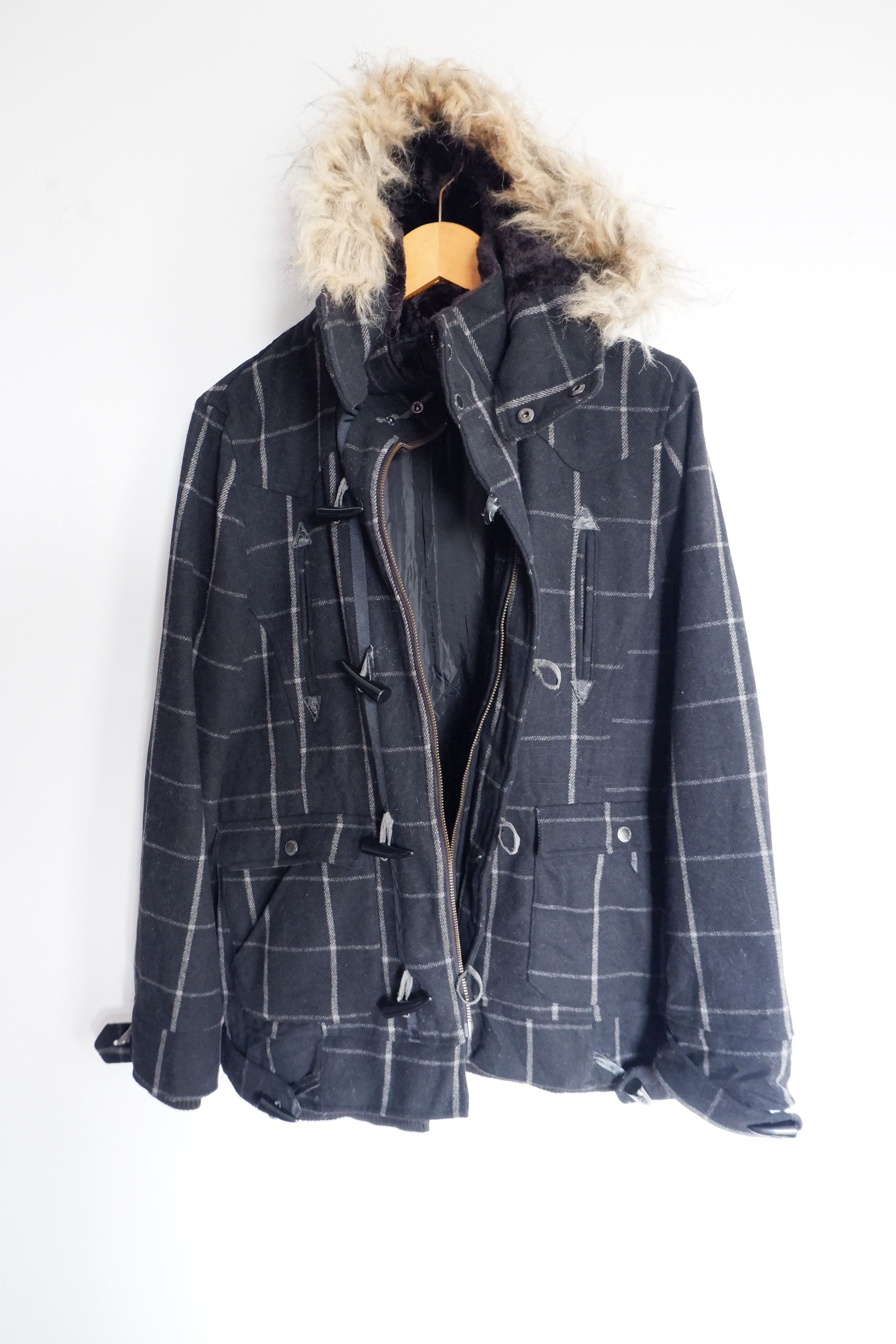 semanticdesign Faux Fur Semantic Design Wool Duffle Parka Jacket Size US L / EU 52-54 / 3 - 6 Thumbnail