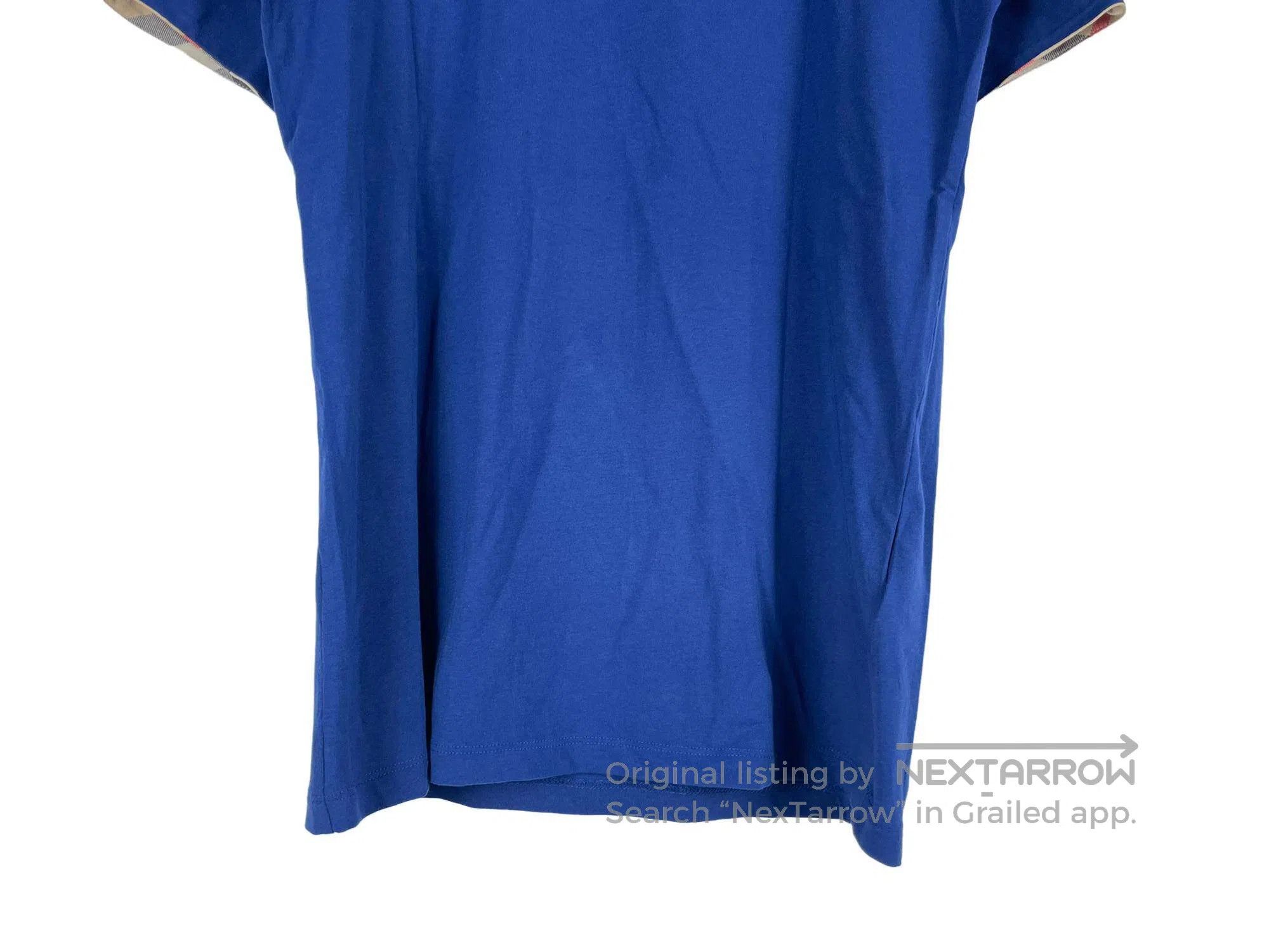 Burberry Burberry Cuffed Plaid Detail Blue Short Sleeve Size US M / EU 48-50 / 2 - 4 Thumbnail