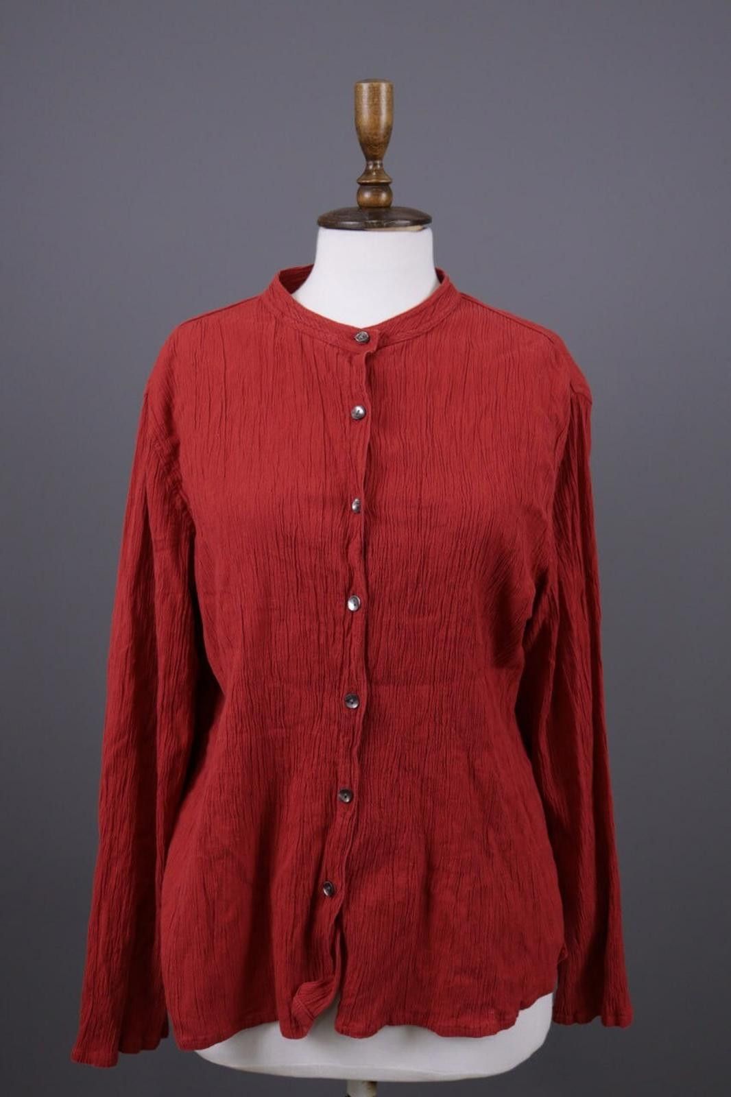 Designer Gudrun Sjoden Red Button Down Top Shirt Size XL Size XL / US 12-14 / IT 48-50 - 3 Thumbnail