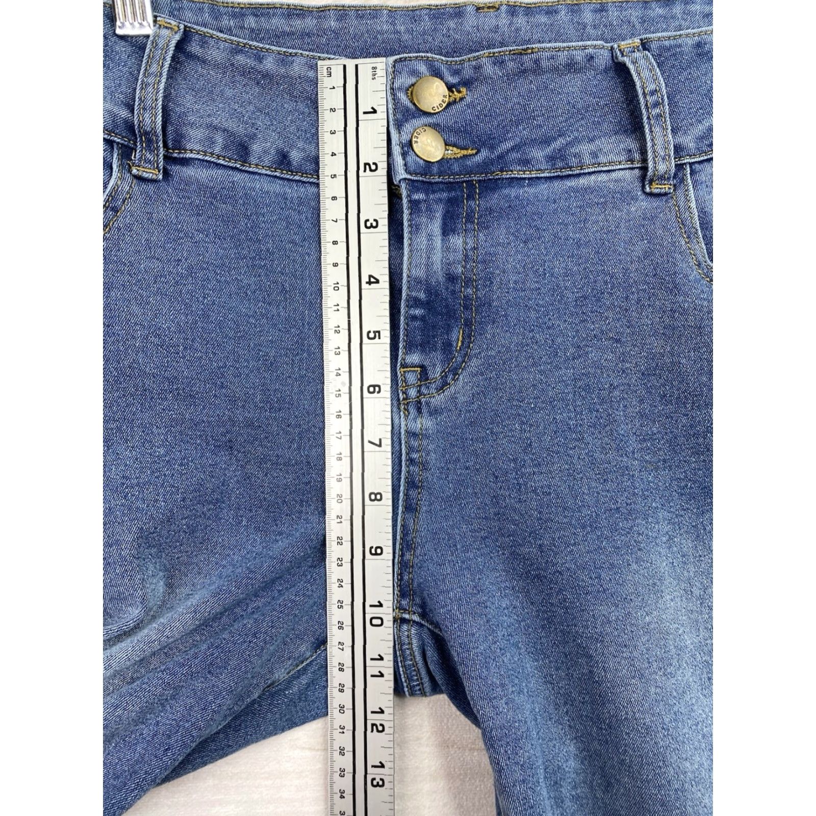 Cider Cider Jeans Womens XL Flare Knee Straps Stretch Denim Grunge Hipster Hippie Y2K Size 26" / US 2 / IT 38 - 5 Thumbnail